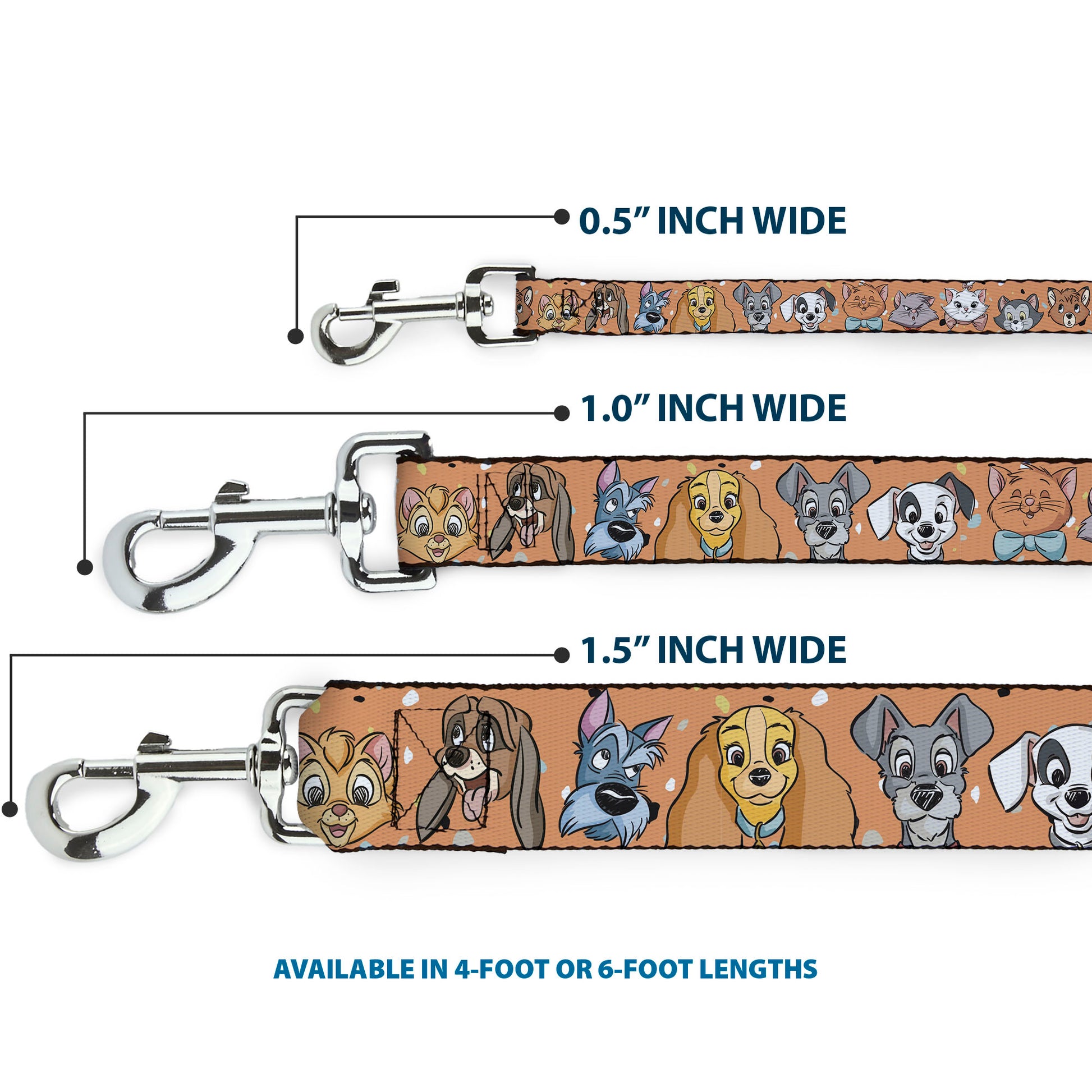 Dog Leash - Disney Cats and Dogs Faces Orange Dog Leashes Disney