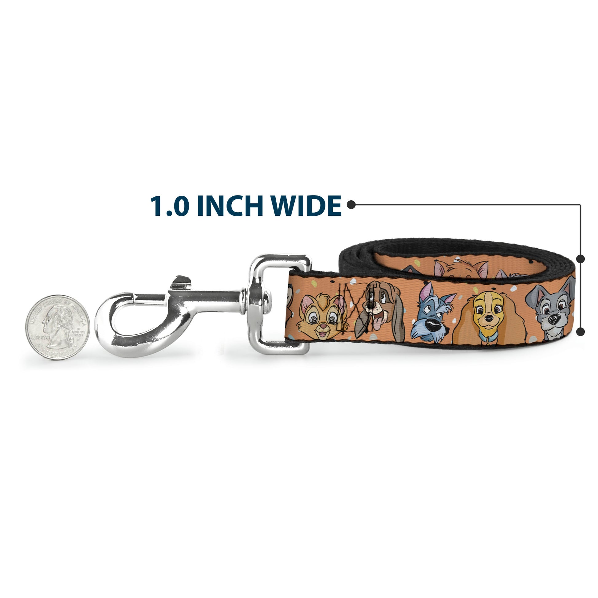 Dog Leash - Disney Cats and Dogs Faces Orange Dog Leashes Disney