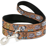 Dog Leash - Disney Cats and Dogs Faces Orange Dog Leashes Disney