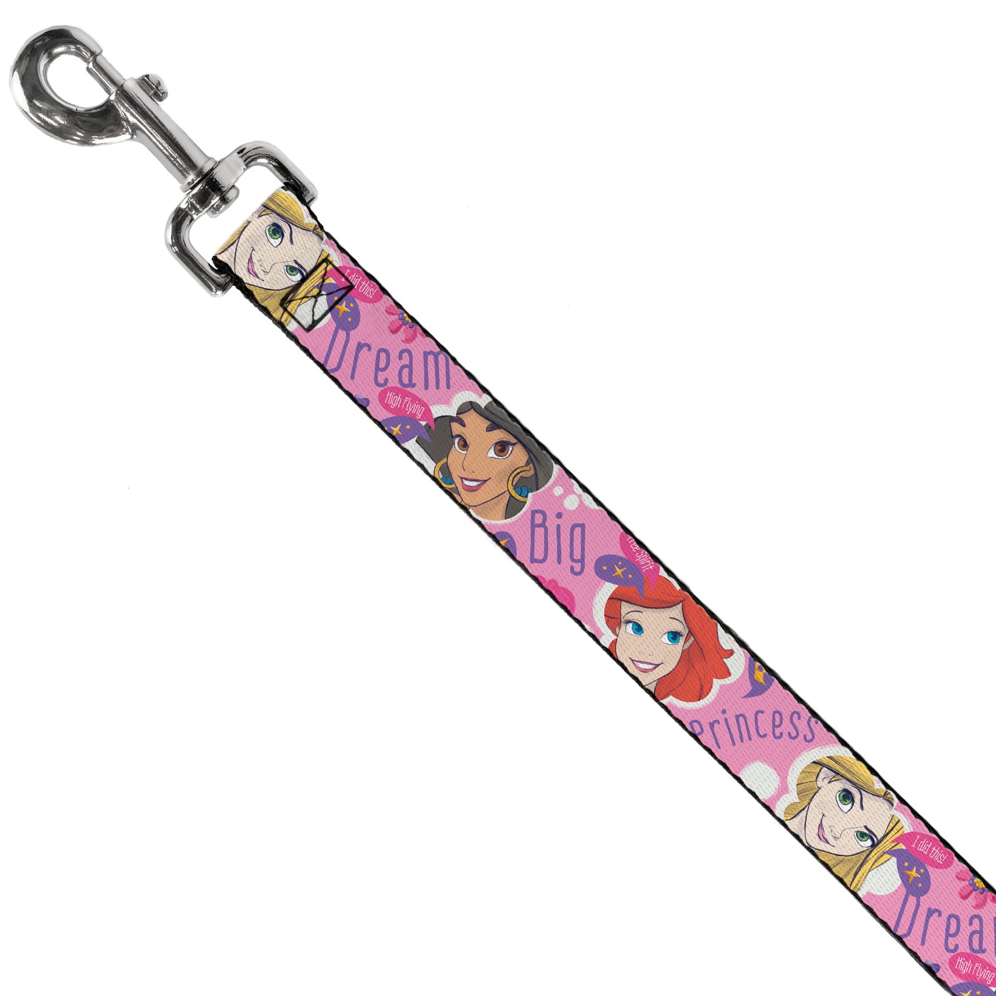 Dog Leash - Disney DREAM BIG PRINCESS Faces Pinks/Purples Dog Leashes Disney