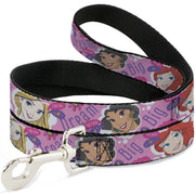 Dog Leash - Disney DREAM BIG PRINCESS Faces Pinks/Purples Dog Leashes Disney