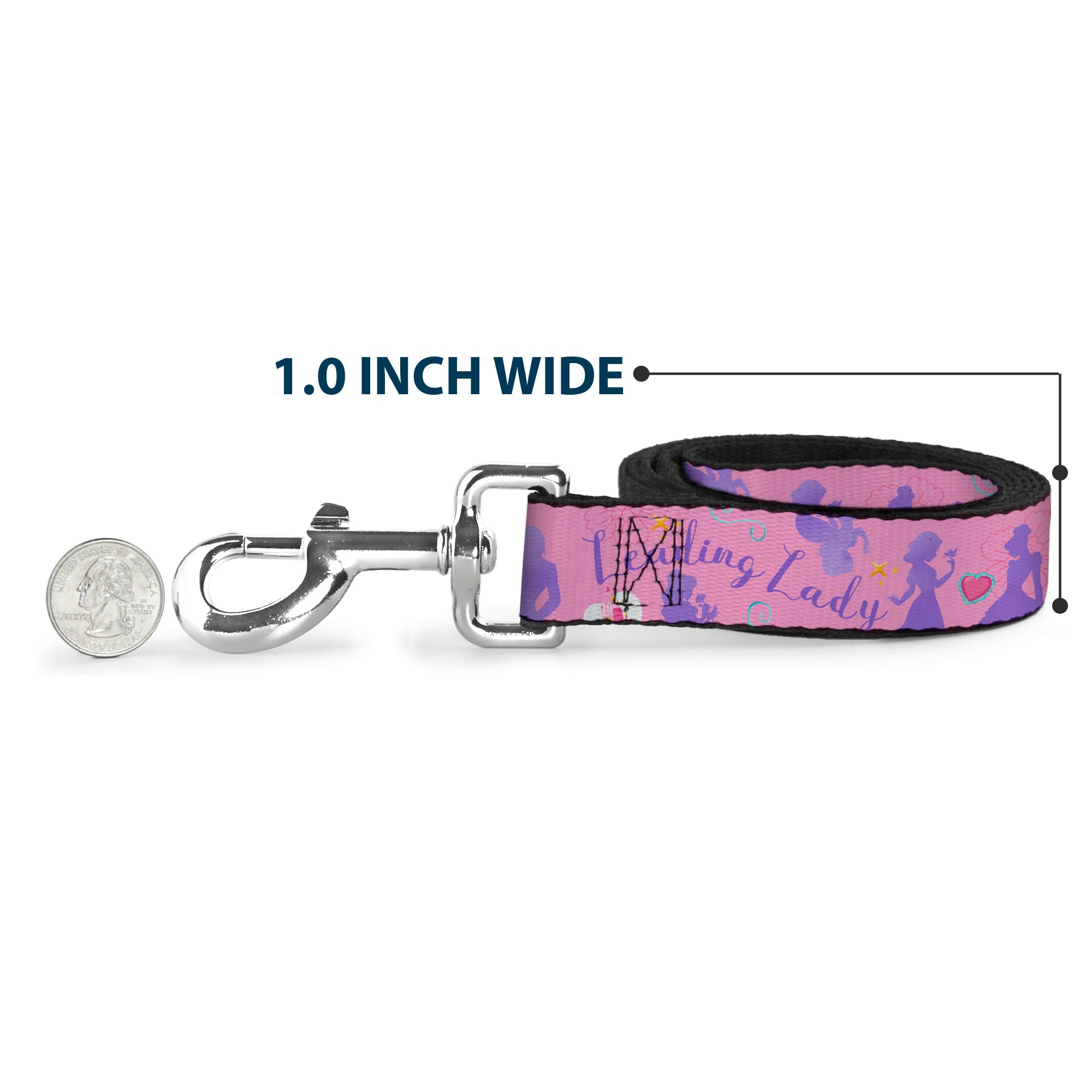 Dog Leash - Disney LEADING LADY DREAM BIG PRINCESS Silhouette Poses Pinks/Blues Dog Leashes Disney