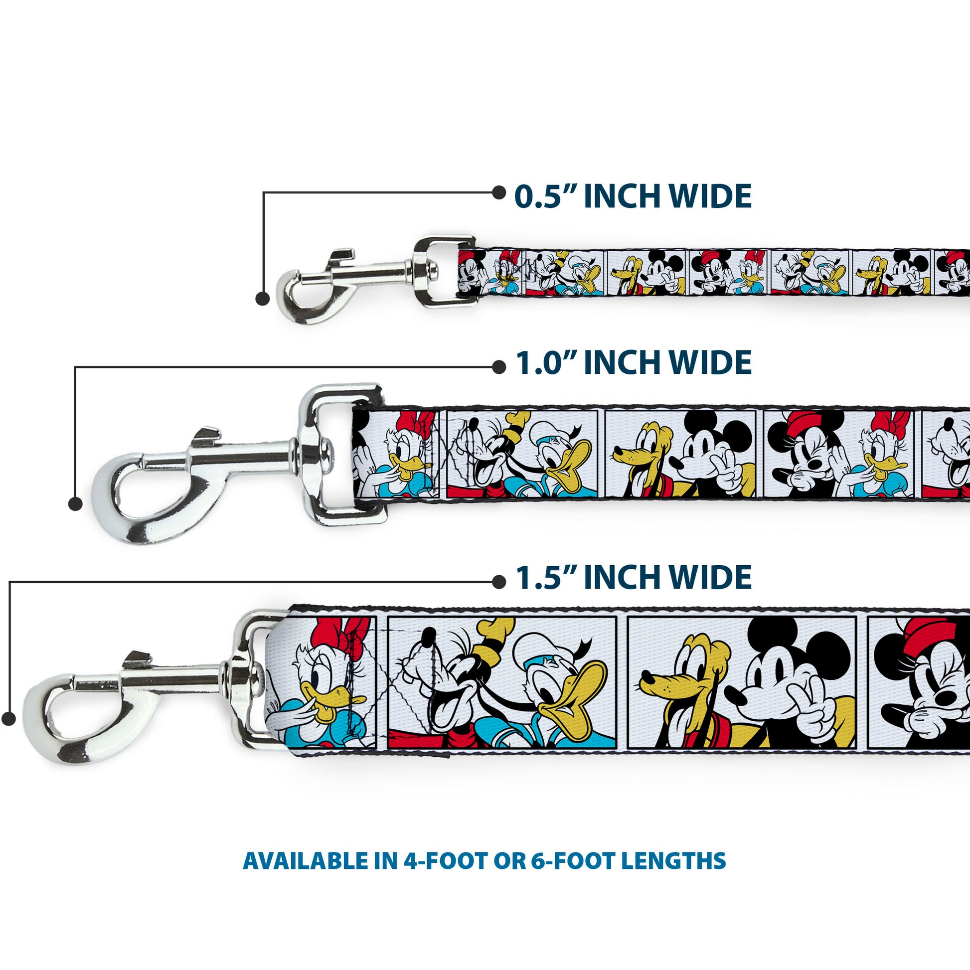 Dog Leash - Sensational Six Buddy Pose Blocks White/Multi Color Dog Leashes Disney