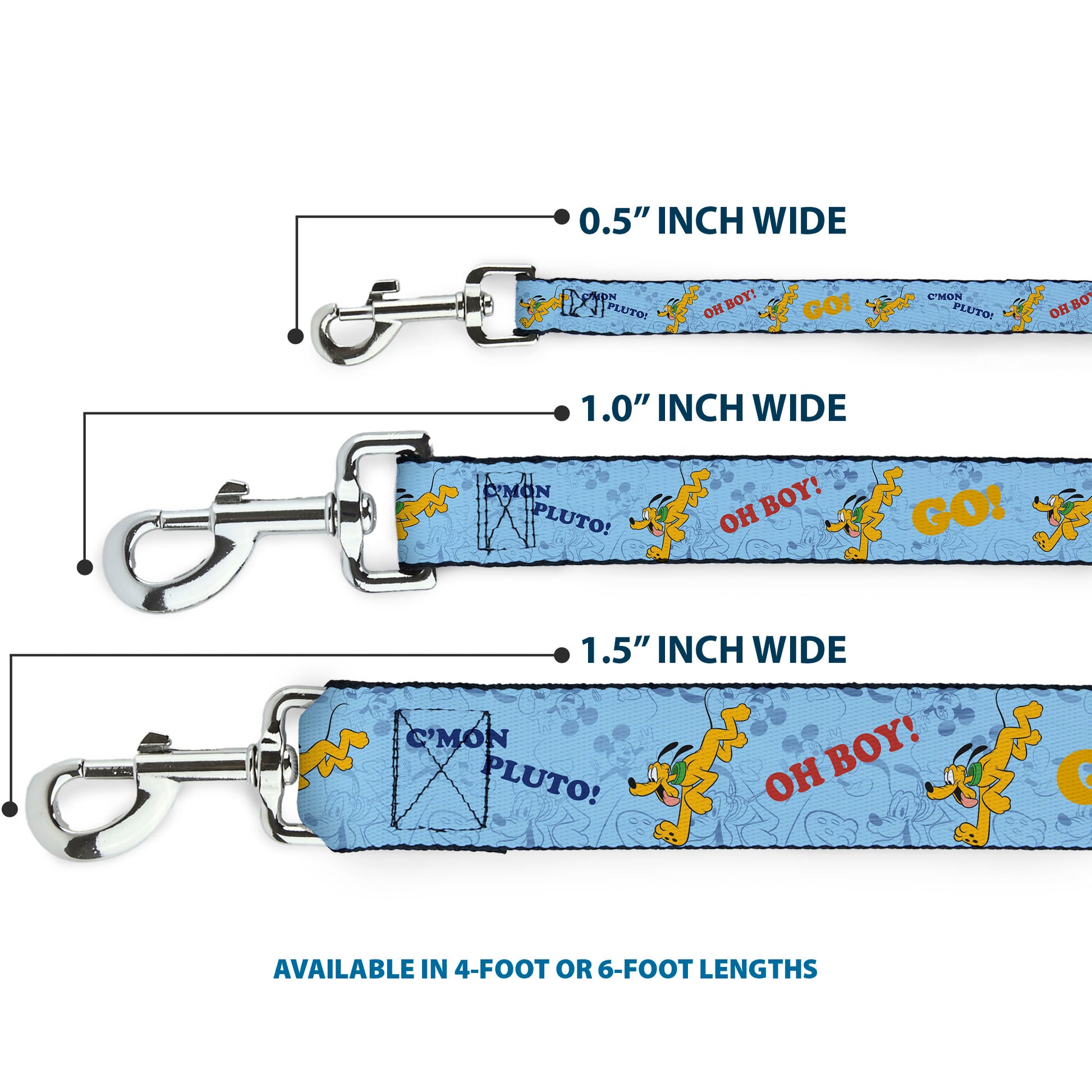 Dog Leash - Disney Pluto Poses and Quotes Blues/Red/Yellow Dog Leashes Disney