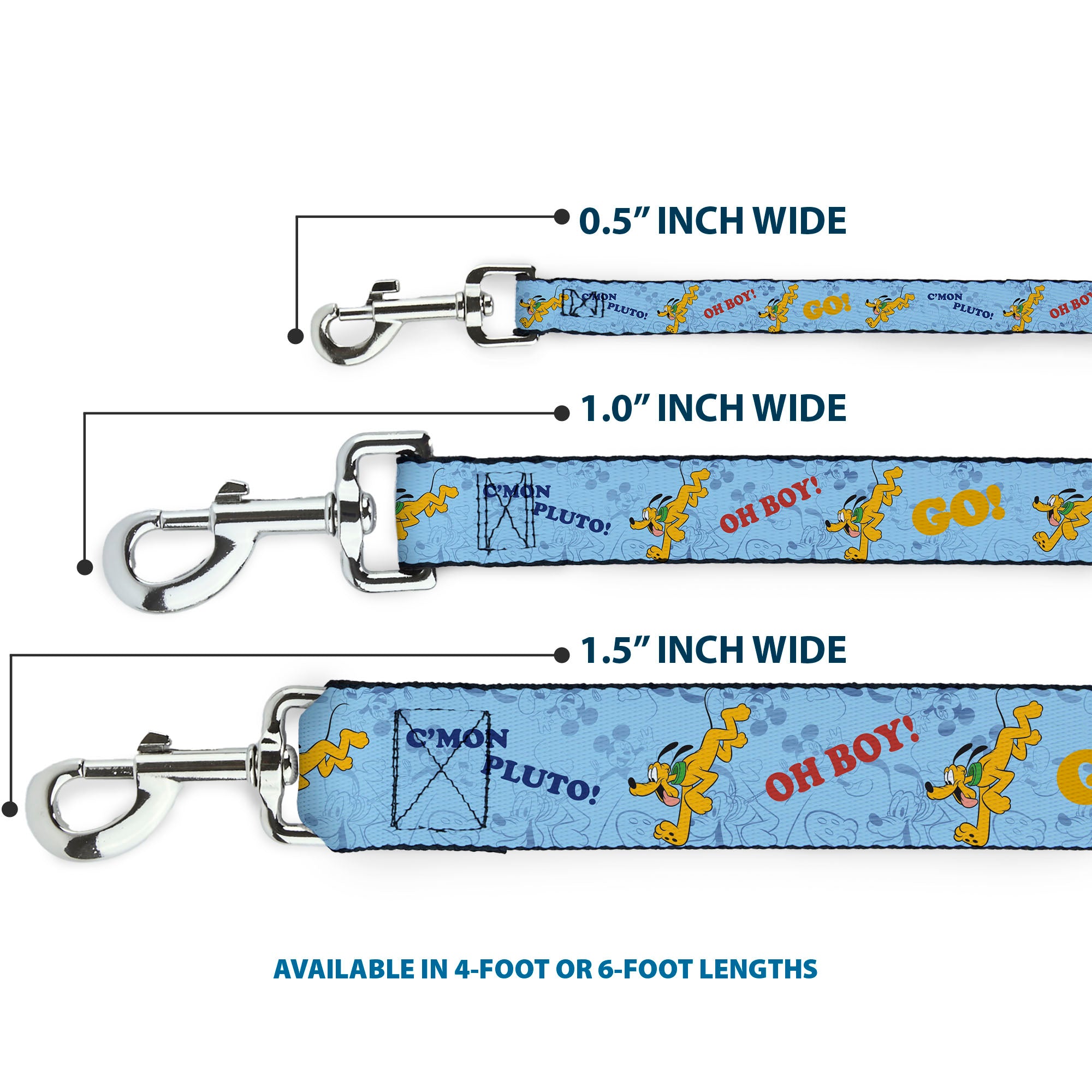 Dog Leash - Disney Pluto Poses and Quotes Blues/Red/Yellow Dog Leashes Disney