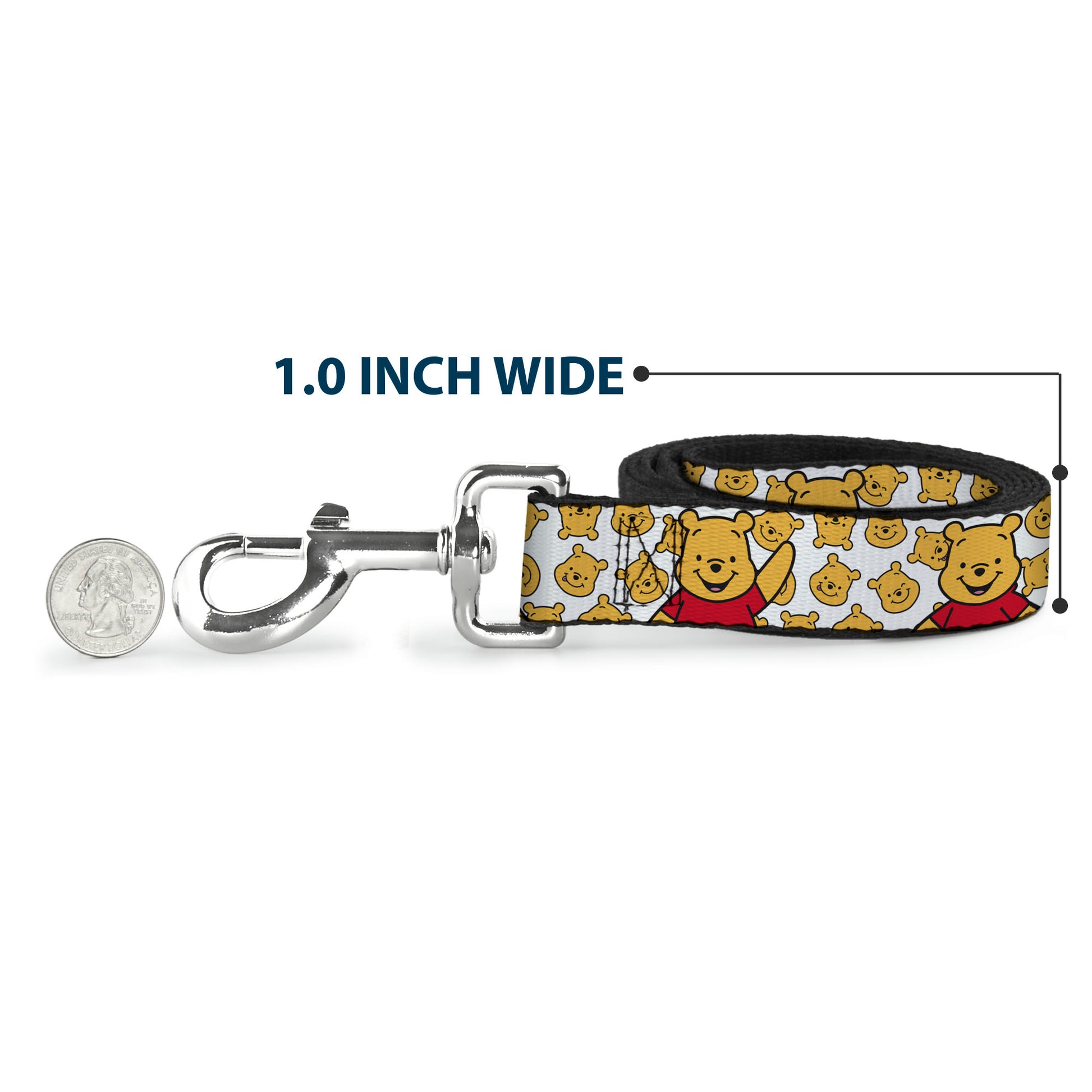 Dog Leash - Winnie the Pooh Chibi Pose and Expressions Scattered White Dog Leashes Disney