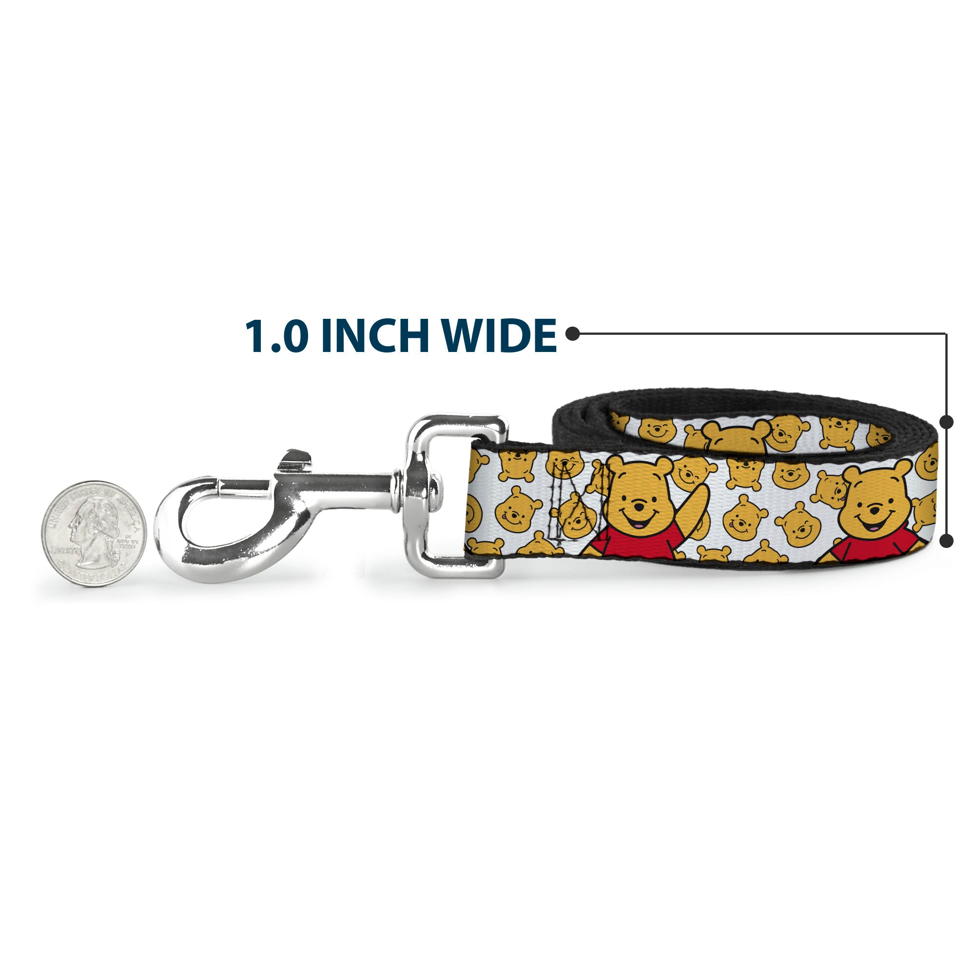 Dog Leash - Winnie the Pooh Chibi Pose and Expressions Scattered White Dog Leashes Disney