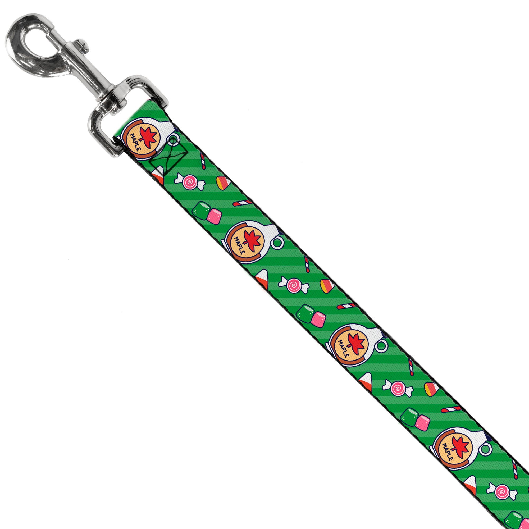 Dog Leash - Elf Sweets Icons Scattered Stripe Greens Dog Leashes Elf