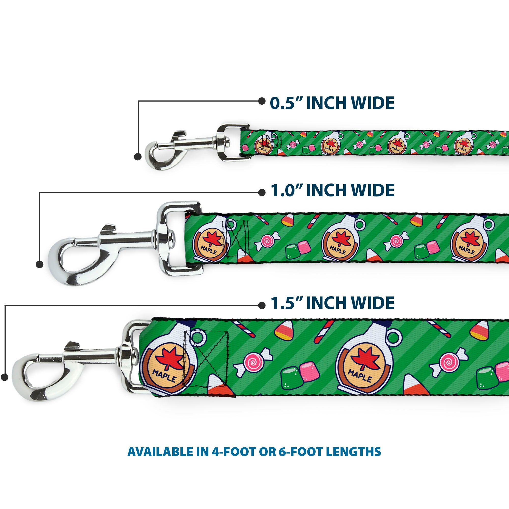 Dog Leash - Elf Sweets Icons Scattered Stripe Greens Dog Leashes Elf