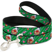 Dog Leash - Elf Sweets Icons Scattered Stripe Greens Dog Leashes Elf