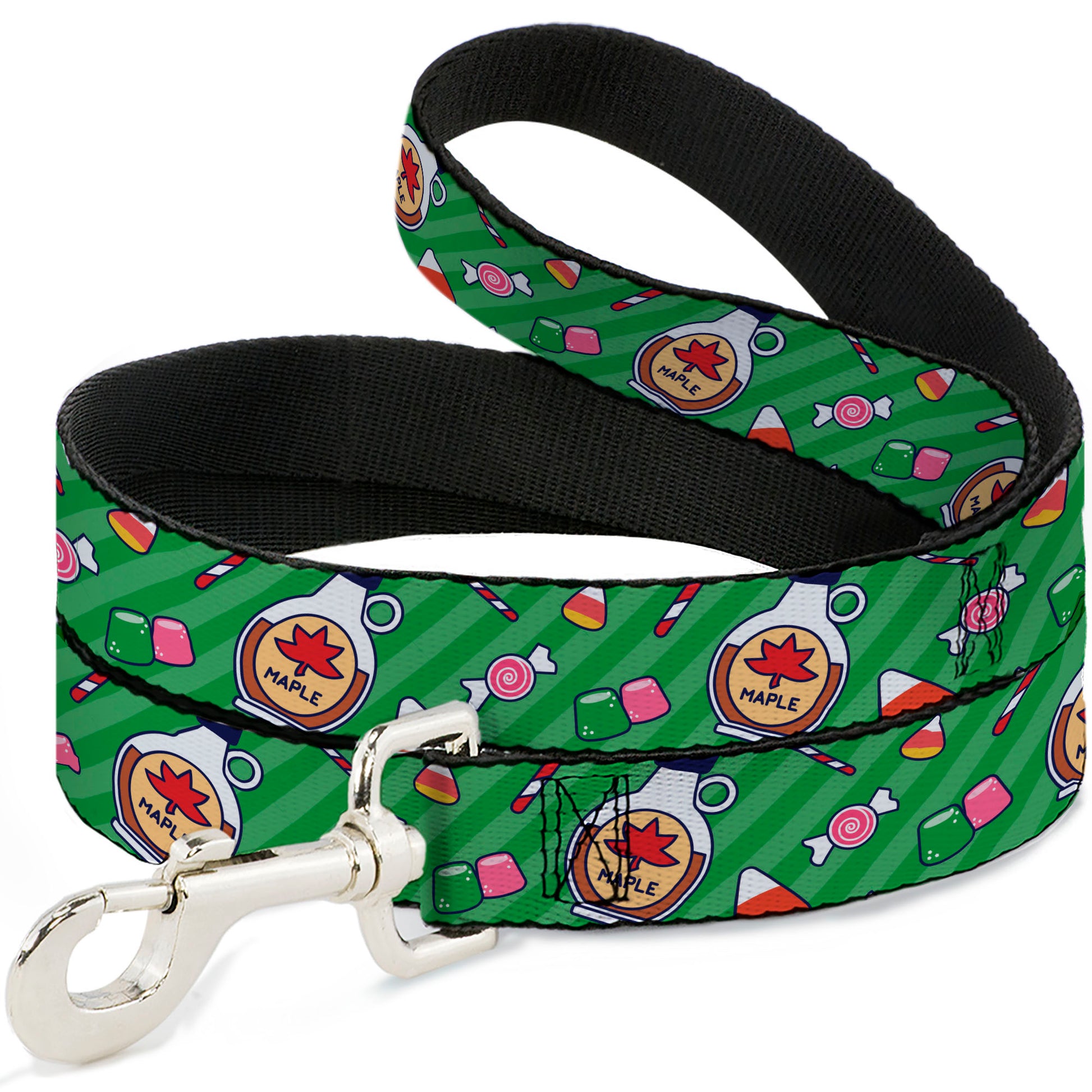 Dog Leash - Elf Sweets Icons Scattered Stripe Greens Dog Leashes Elf