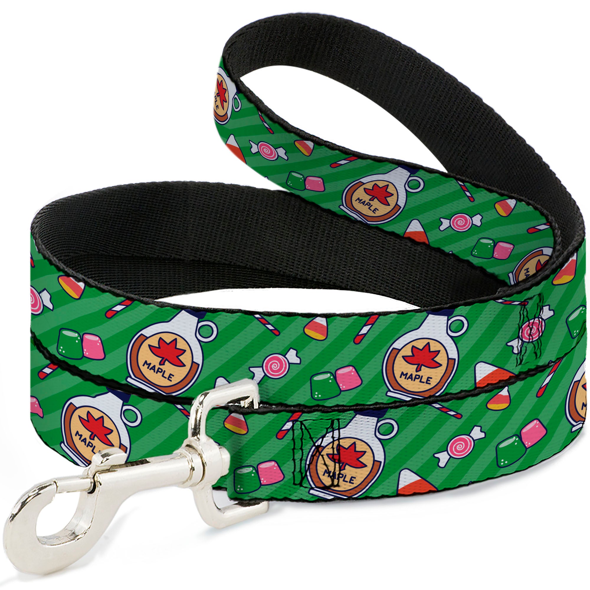 Dog Leash - Elf Sweets Icons Scattered Stripe Greens Dog Leashes Elf