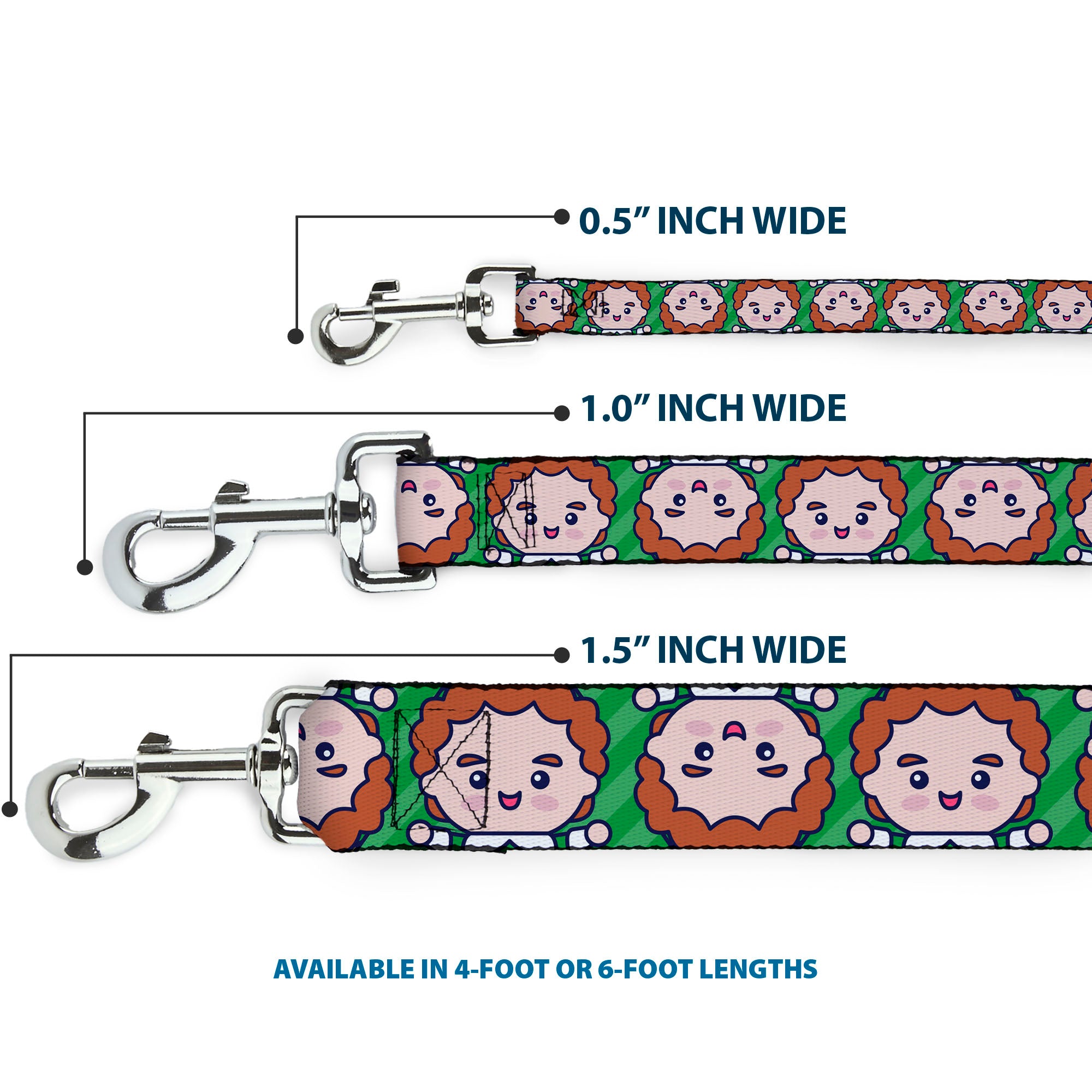 Dog Leash - Elf Chibi Buddy Face Flip Stripe Greens Dog Leashes Elf