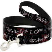 Dog Leash - A Nightmare on Elm Street READY OR NOT HERE I COME/Freddy Silhouette Black/Reds/White Dog Leashes A Nightmare on Elm Street