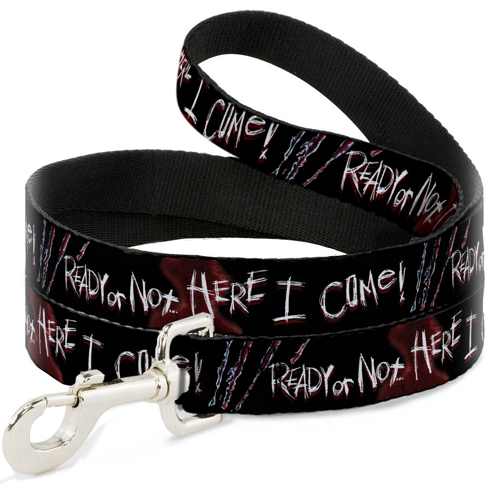 Dog Leash - A Nightmare on Elm Street READY OR NOT HERE I COME/Freddy Silhouette Black/Reds/White Dog Leashes A Nightmare on Elm Street