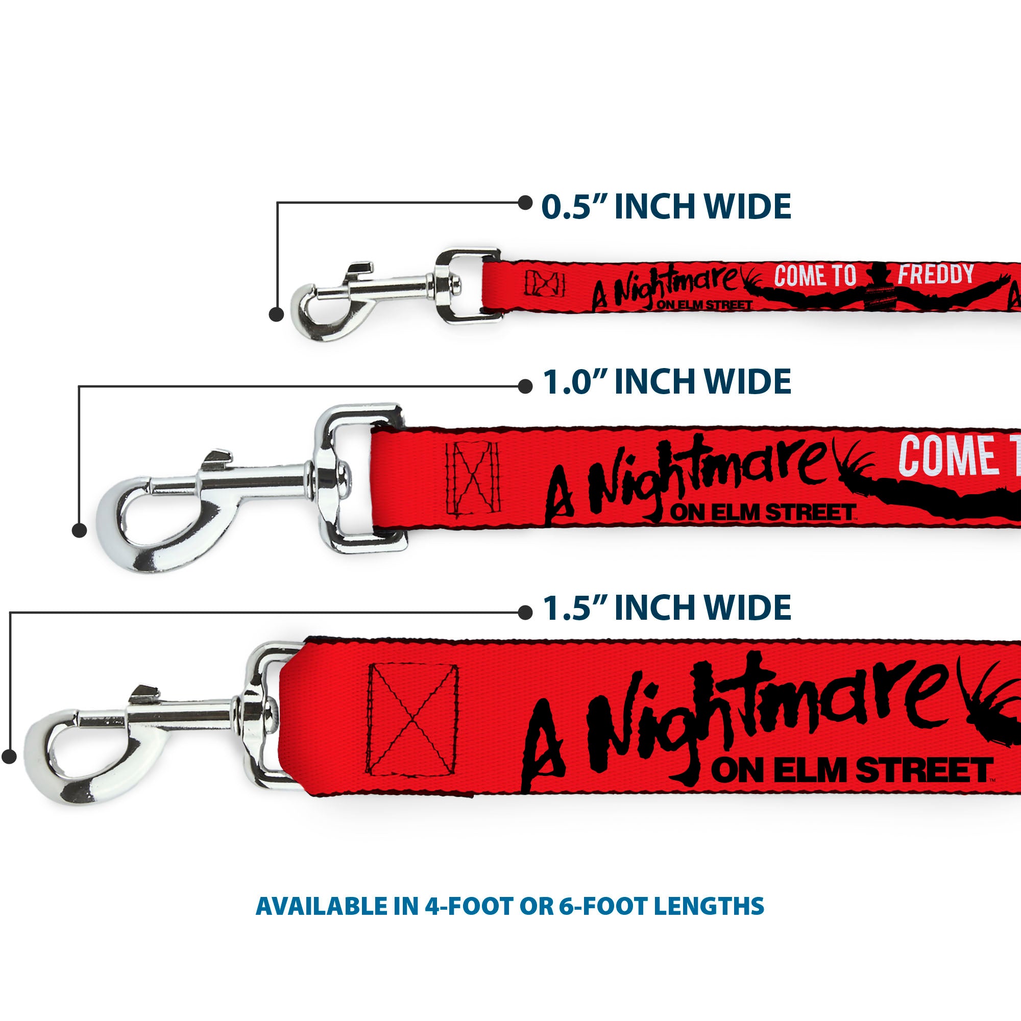Dog Leash - A NIGHTMARE ON ELM ST COME TO FREDDY Long Arms Silhouette Red/Black Dog Leashes A Nightmare on Elm Street