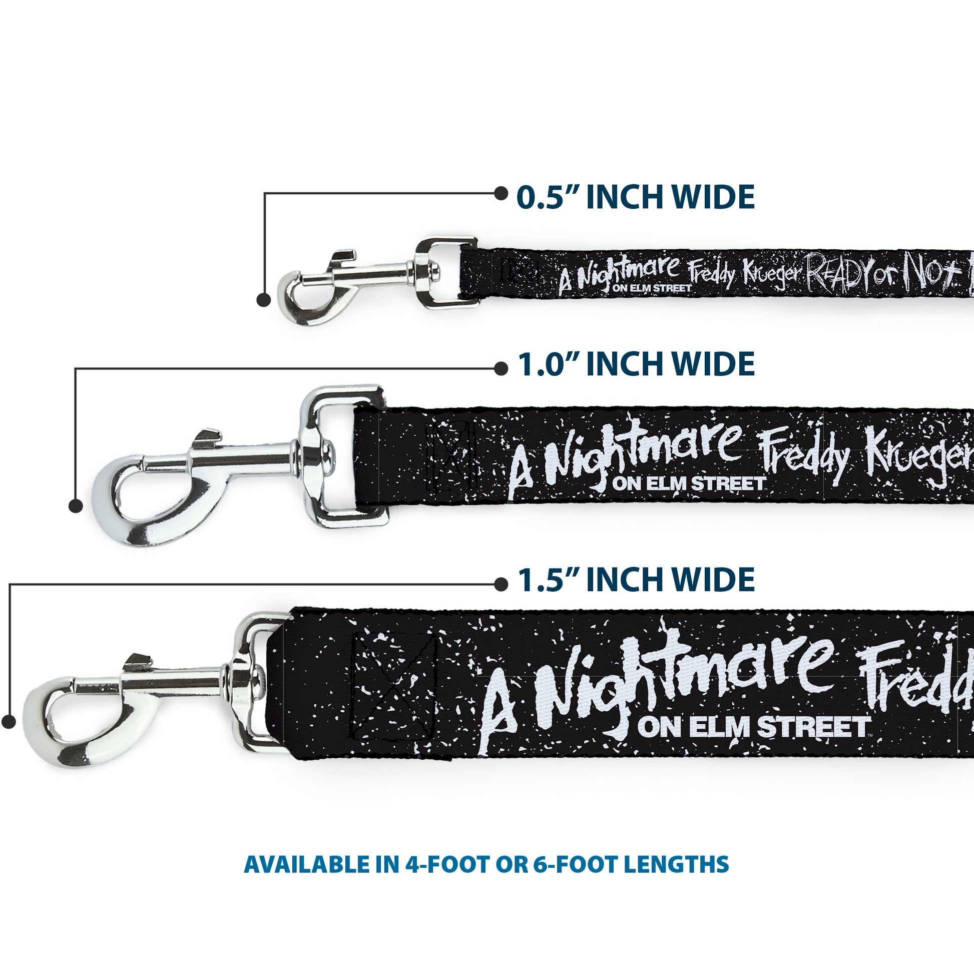 Dog Leash - A NIGHTMARE ON ELM ST READY OR NOT Freddy Scribbles Black/White Dog Leashes A Nightmare on Elm Street