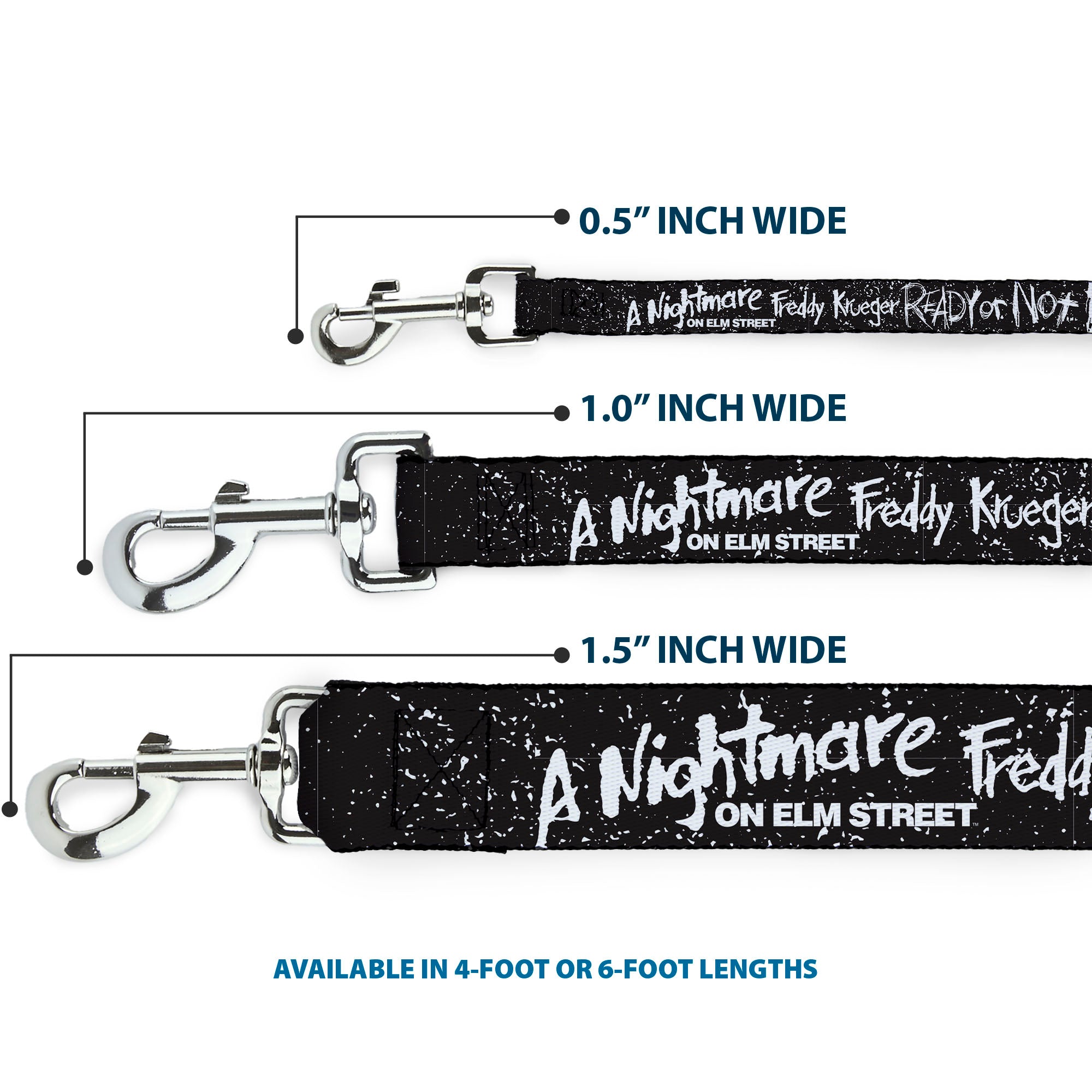 Dog Leash - A NIGHTMARE ON ELM ST READY OR NOT Freddy Scribbles Black/White Dog Leashes A Nightmare on Elm Street