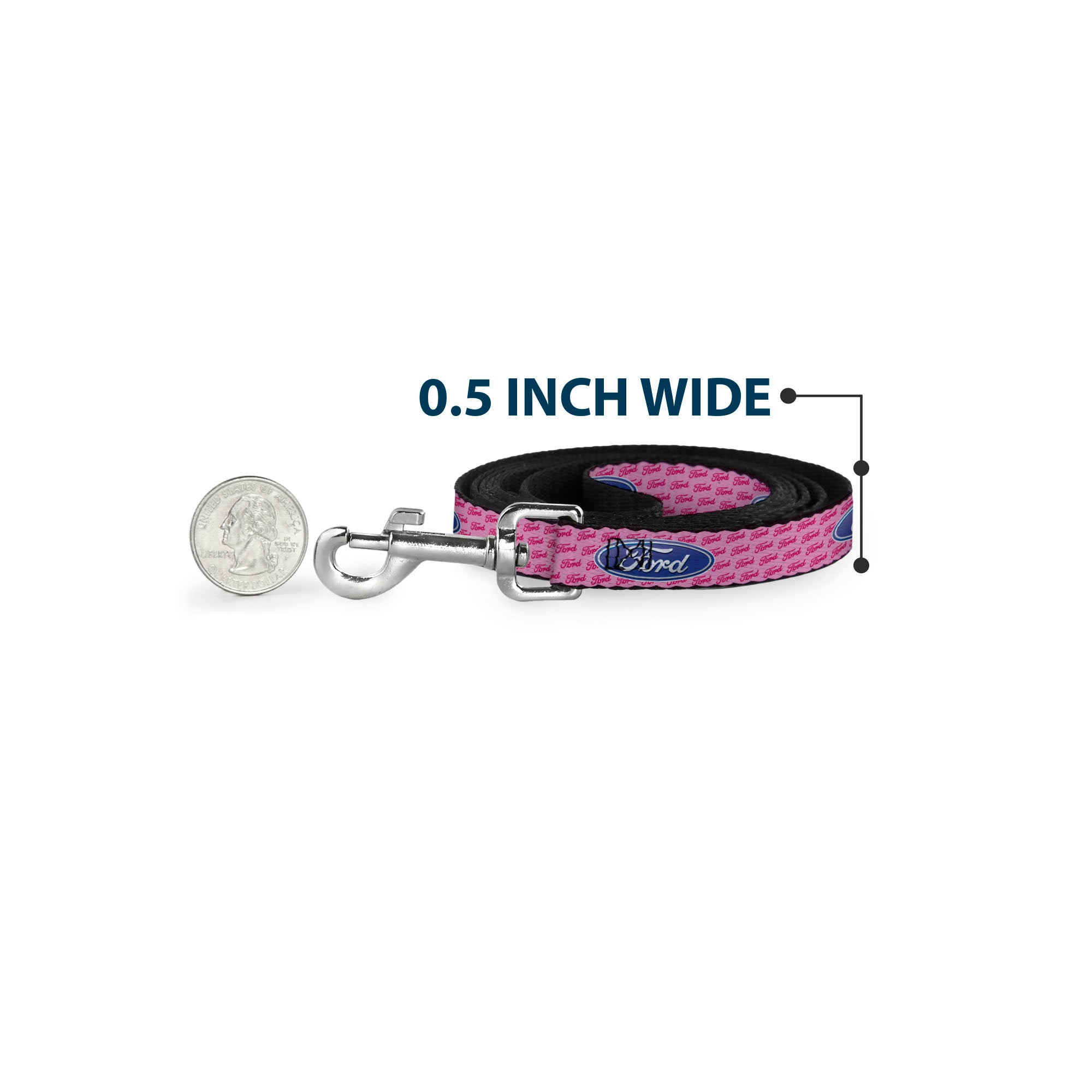 Dog Leash - Ford Oval w/Text PINK REPEAT Dog Leashes Ford