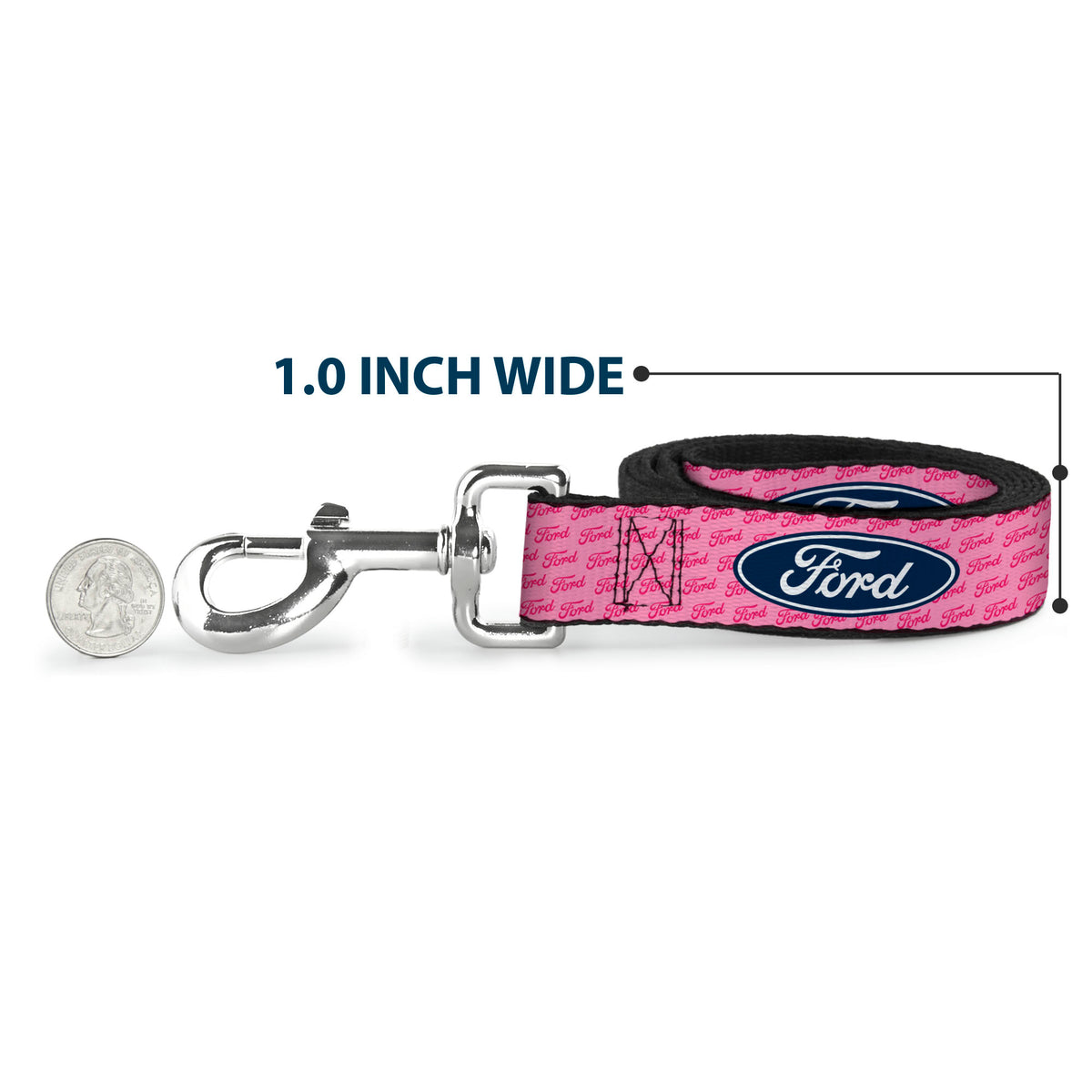 Dog Leash - Ford Oval w/Text PINK REPEAT Dog Leashes Ford