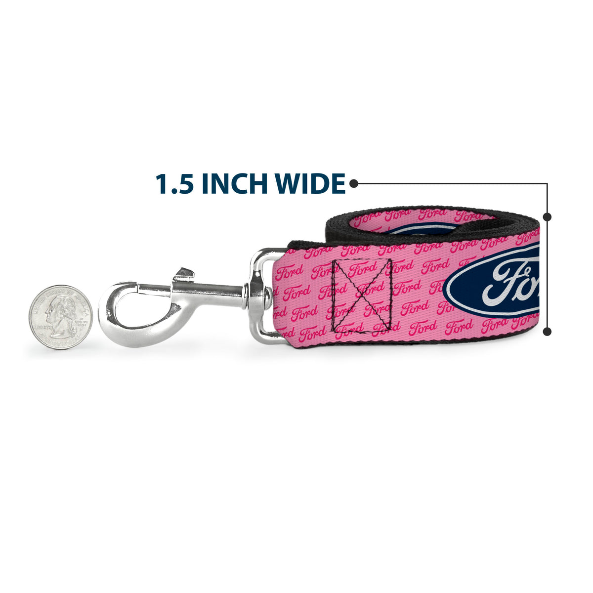 Dog Leash - Ford Oval w/Text PINK REPEAT Dog Leashes Ford
