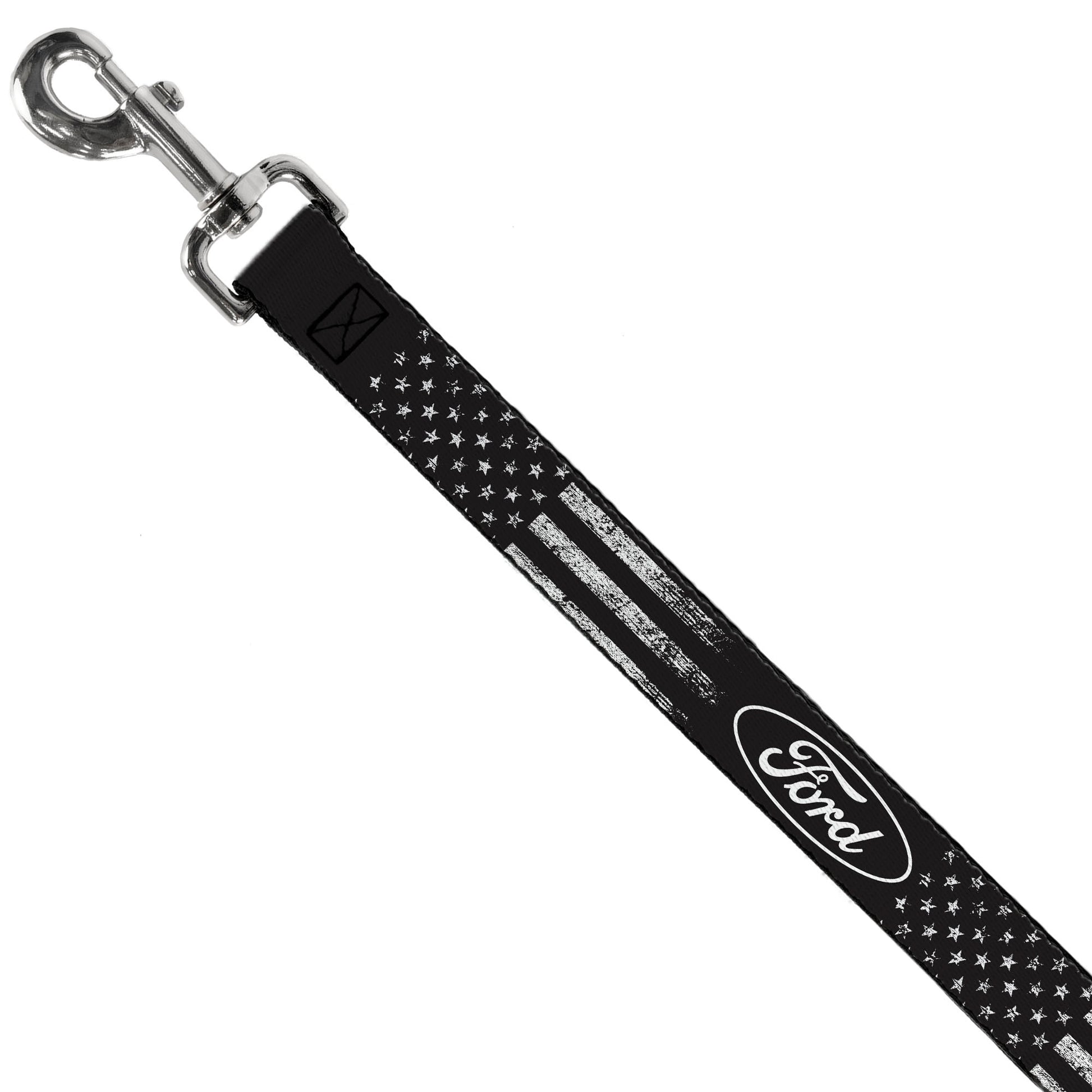 Dog Leash - FORD Oval Americana Weathered Black/White Dog Leashes Ford