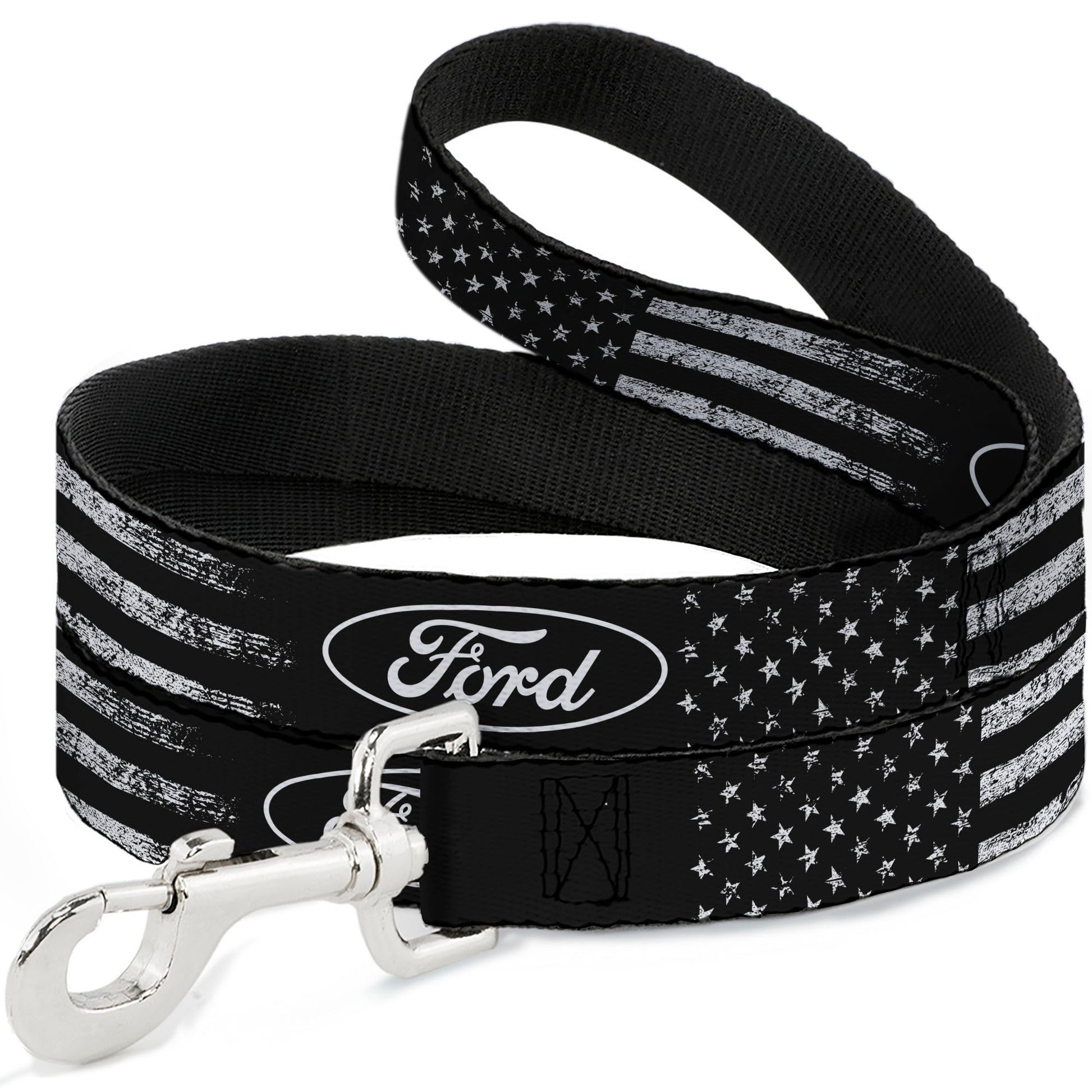 Dog Leash - FORD Oval Americana Weathered Black/White Dog Leashes Ford