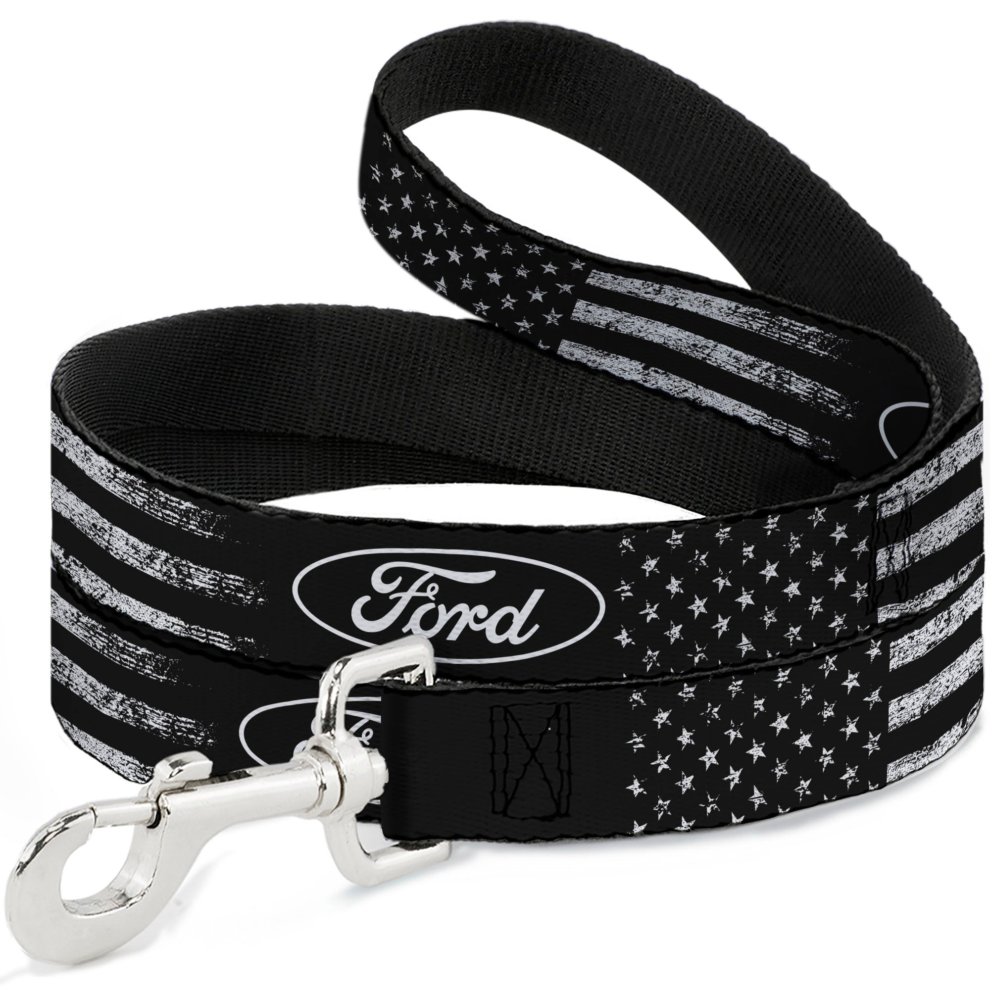 Dog Leash - FORD Oval Americana Weathered Black/White Dog Leashes Ford
