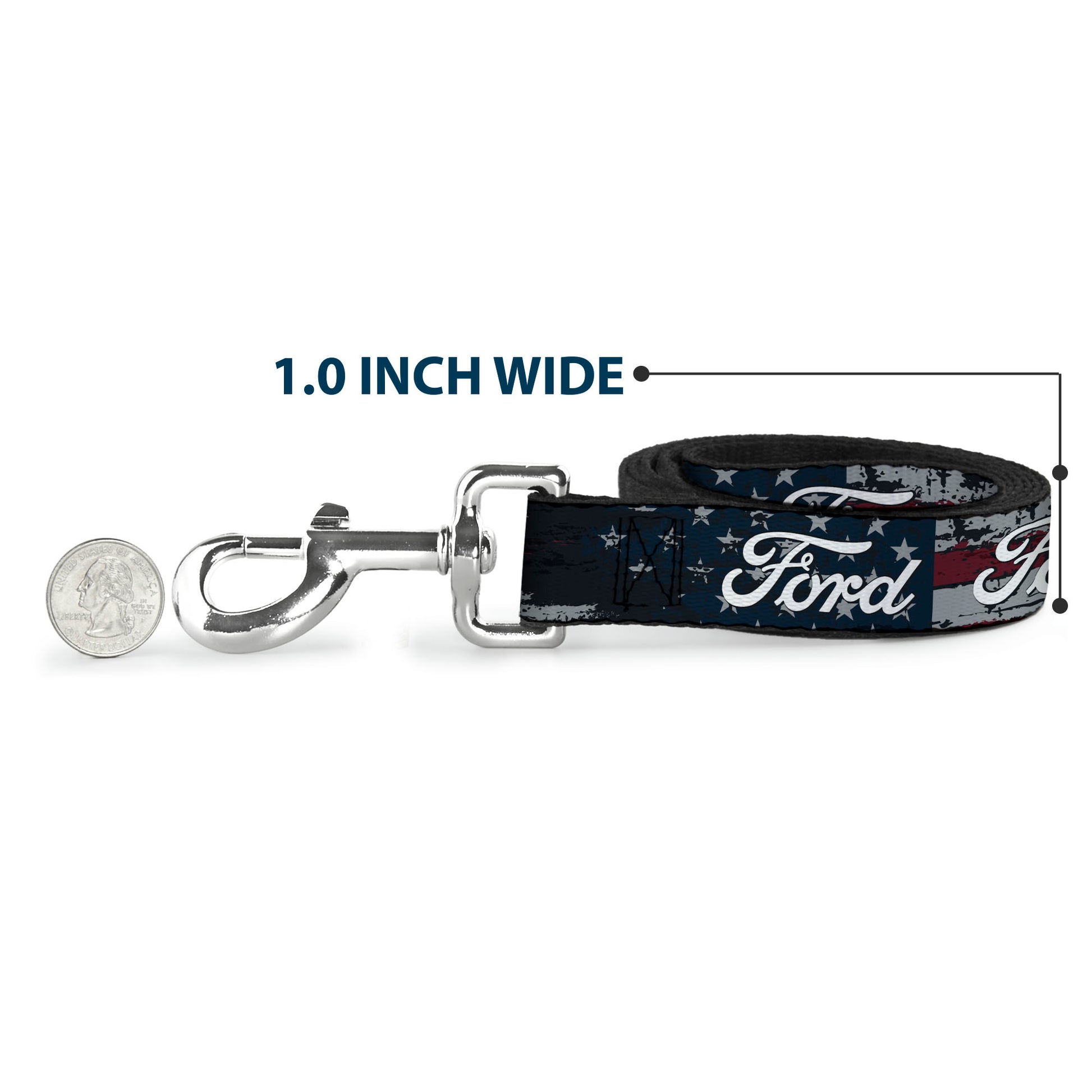 Dog Leash - FORD Script Stars and Stripes Americana Weathered Dog Leashes Ford