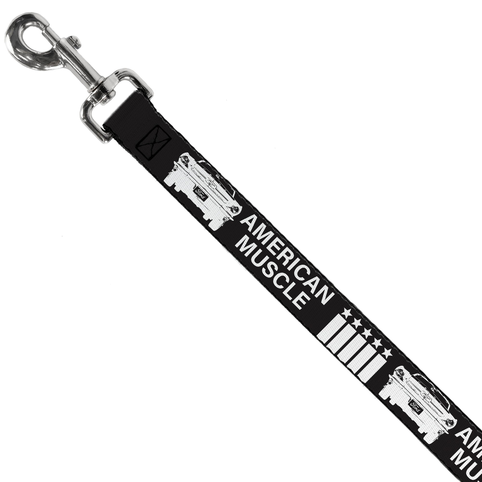 Dog Leash - Ford Mustang Grill AMERICAN MUSCLE Stars and Stripes Black/White Dog Leashes Ford Mustang