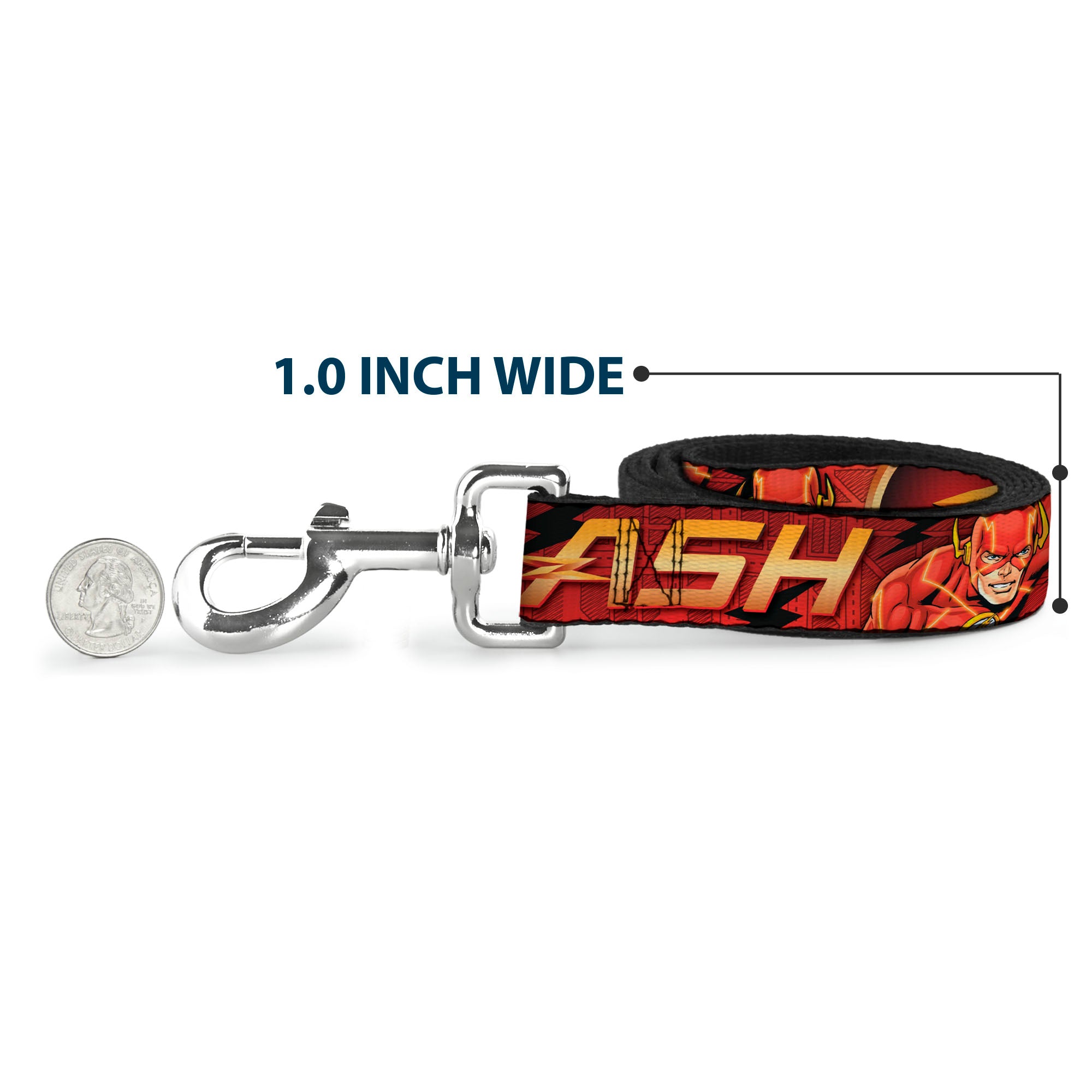 Dog Leash - THE FLASH/Logo3/Poses Black/Red/Gold Dog Leashes DC Comics