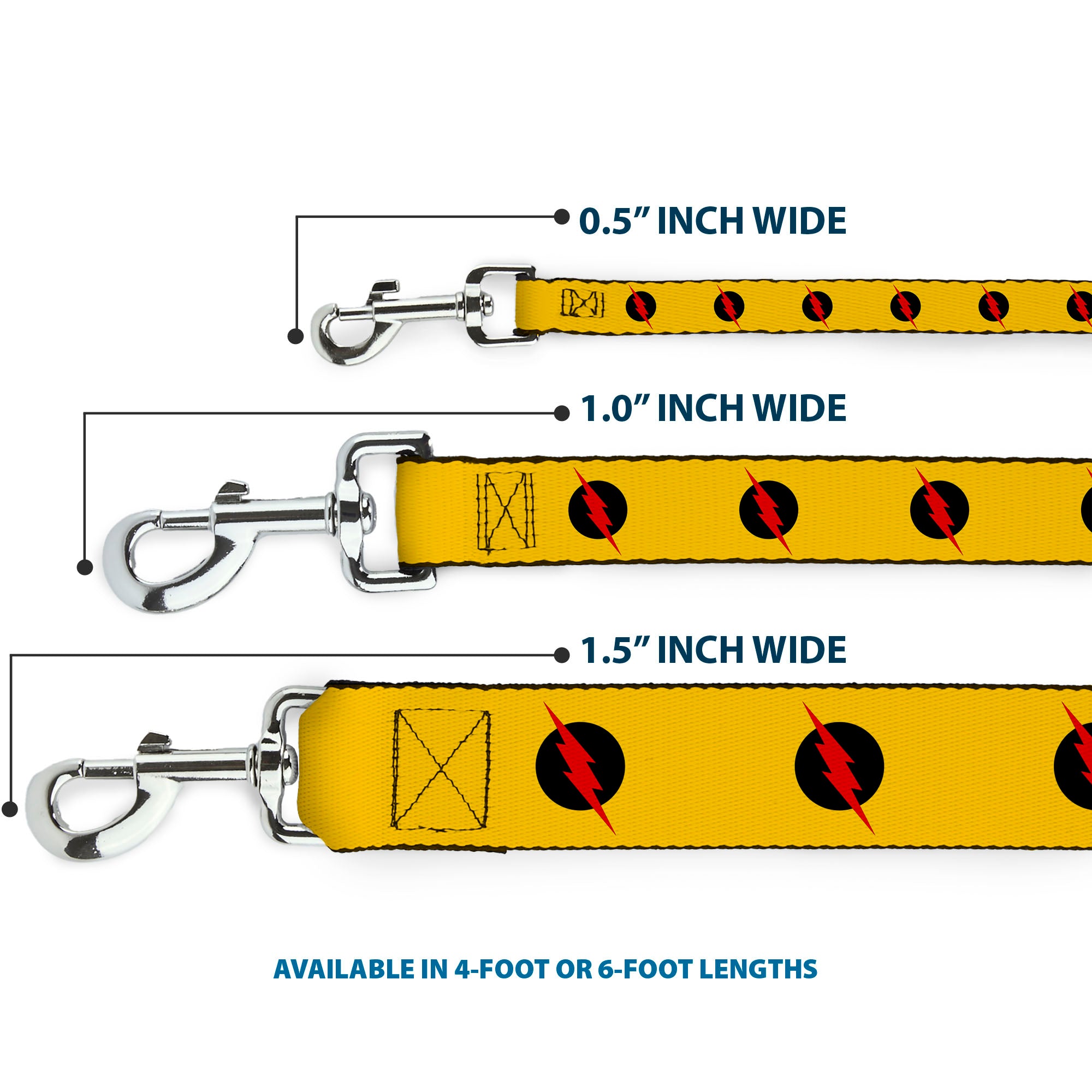 Dog Leash - Reverse Flash Logo Golden Yellow/Black/Red Dog Leashes DC Comics