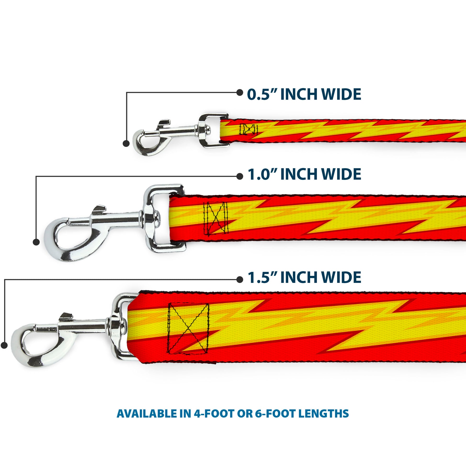 Dog Leash - The Flash Bolt Stripe Reds/Yellows Dog Leashes DC Comics