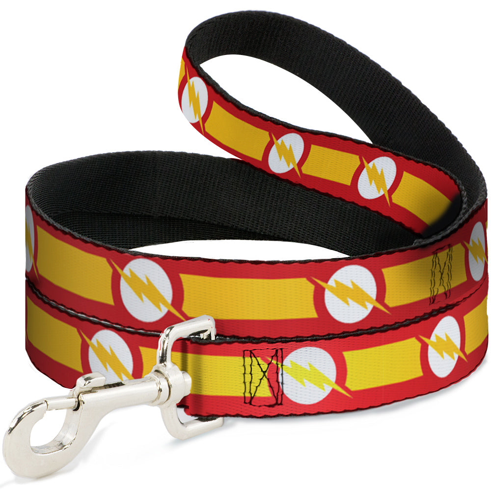 Dog Leash - The Flash Logo7/Stripe Red/White/Yellow Dog Leashes DC Comics