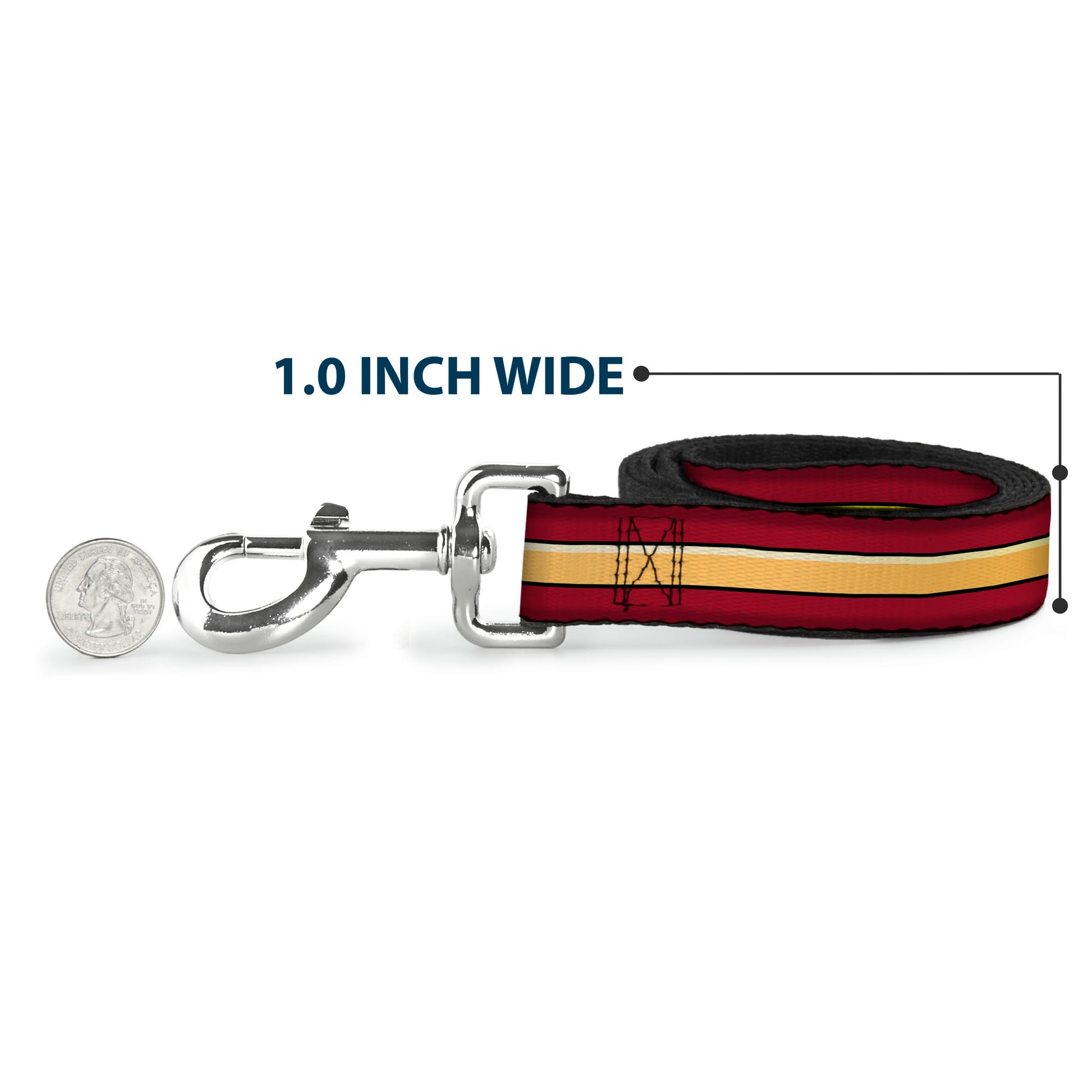 Dog Leash - The Flash Stripe Burgundy/Gold Dog Leashes DC Comics