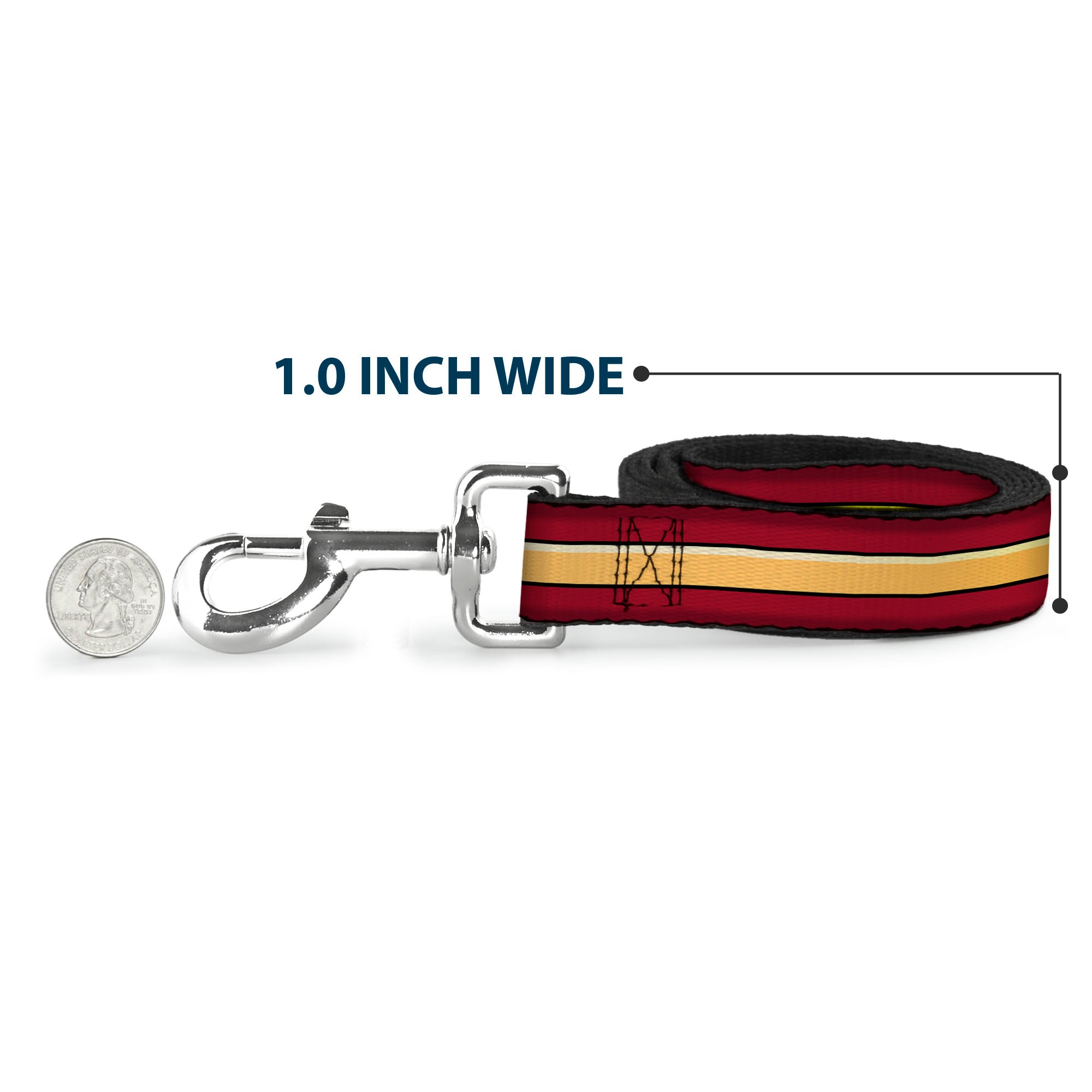 Dog Leash - The Flash Stripe Burgundy/Gold Dog Leashes DC Comics