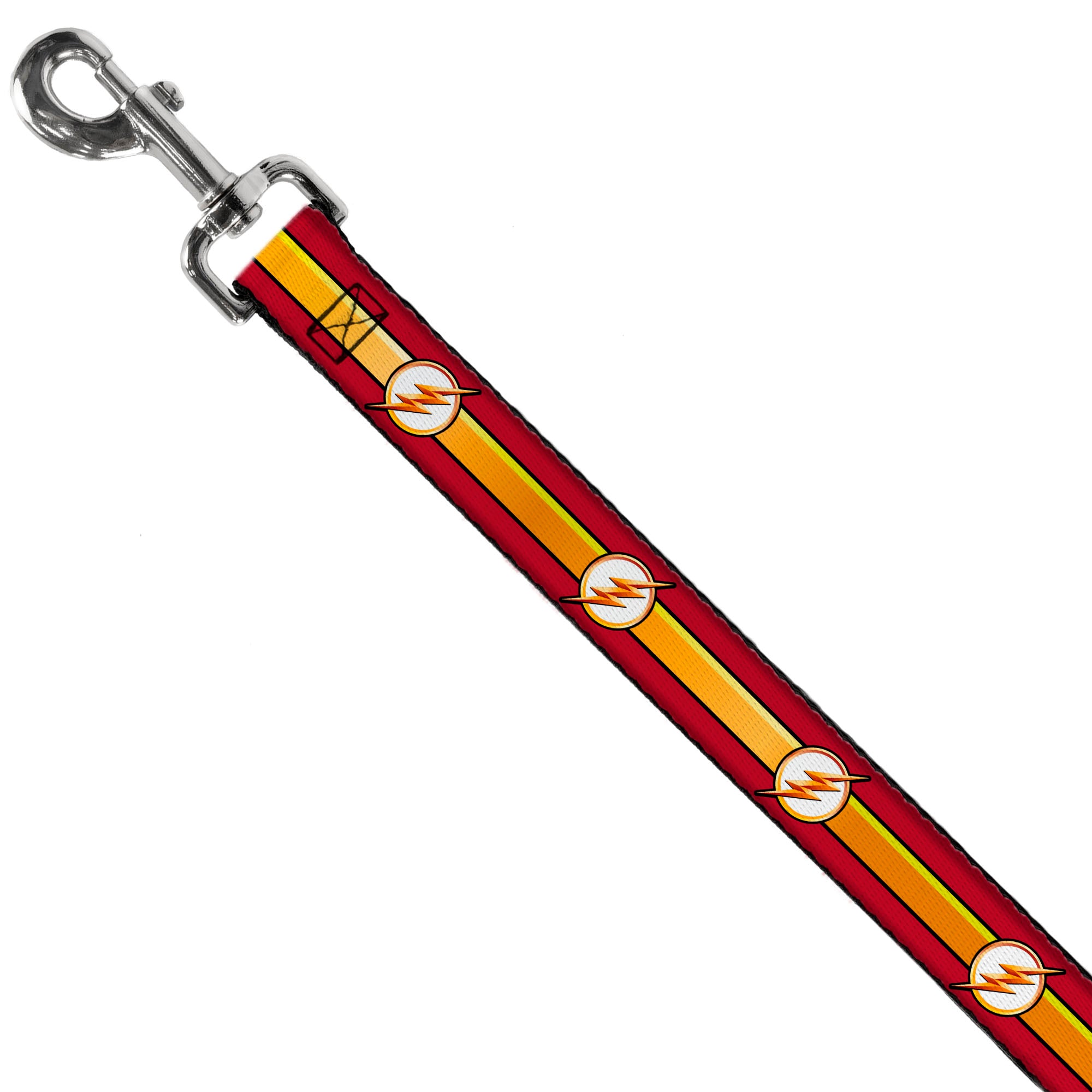Dog Leash - The Flash Logo11/Stripe Burgundy/Black/Gold/White Dog Leashes DC Comics