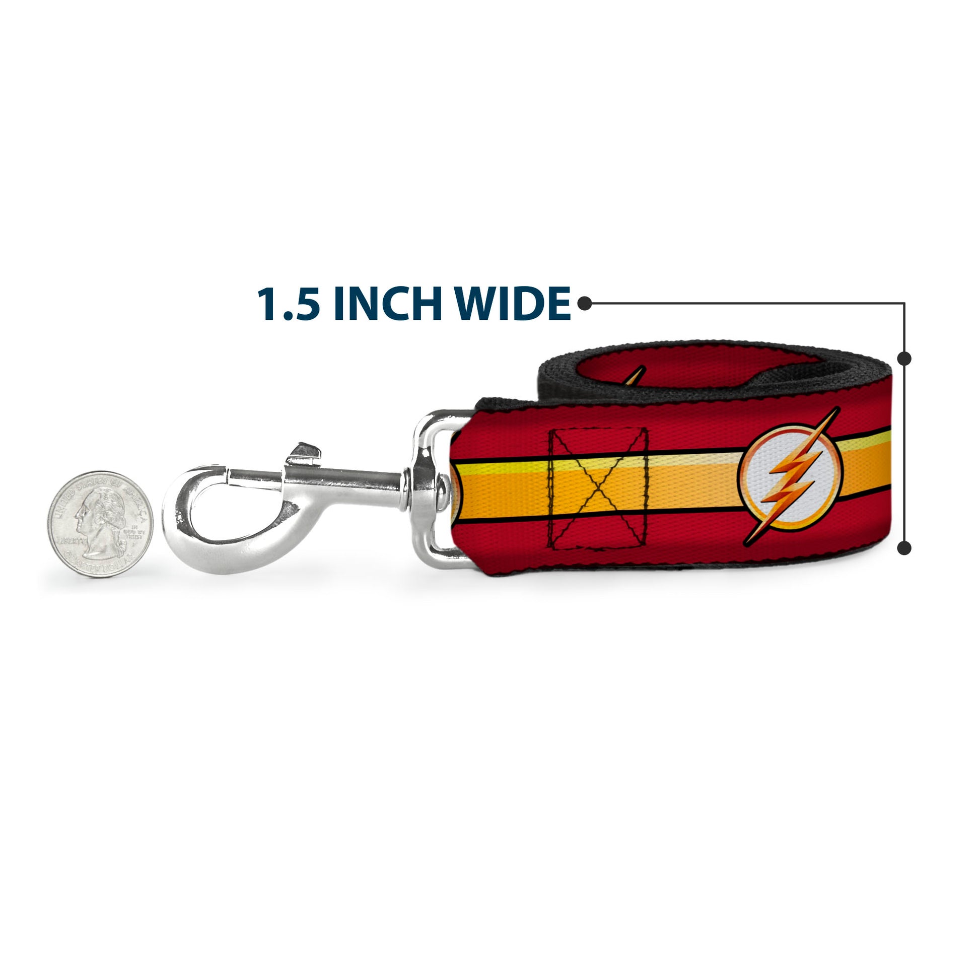 Dog Leash - The Flash Logo11/Stripe Burgundy/Black/Gold/White Dog Leashes DC Comics