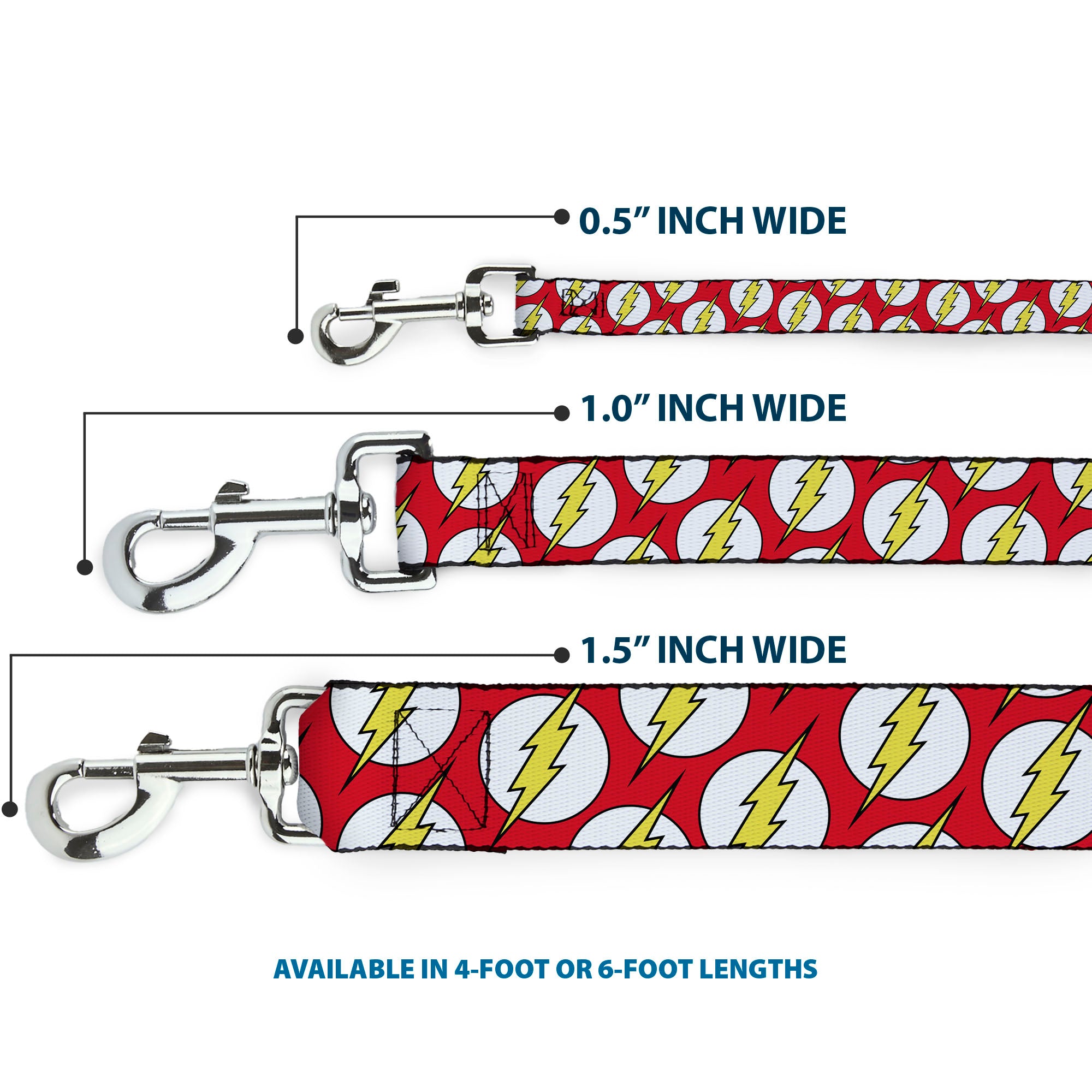 Dog Leash - Flash Logo Scattered Red/White/Yellow Dog Leashes DC Comics