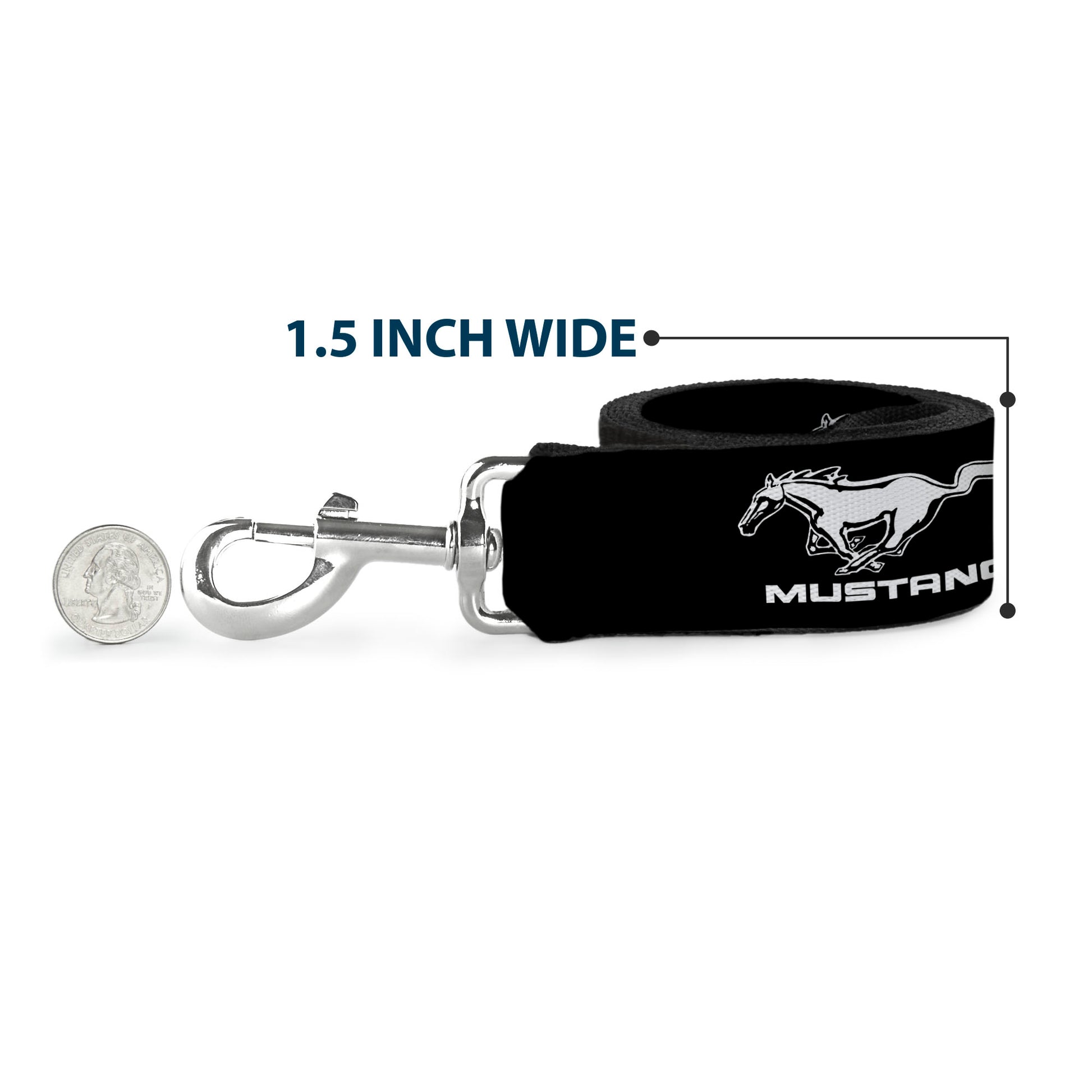 Dog Leash - Ford Mustang Black/White Logo REPEAT Dog Leashes Ford