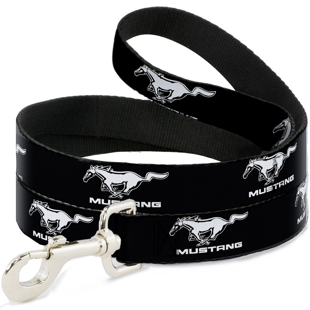 Dog Leash - Ford Mustang Black/White Logo REPEAT Dog Leashes Ford