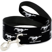 Dog Leash - Ford Mustang Black/White Logo REPEAT Dog Leashes Ford