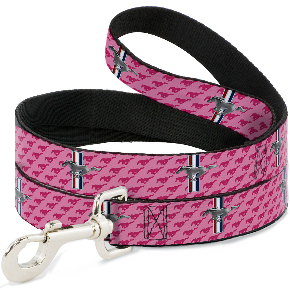 Dog Leash - Ford Mustang w/Bars w/Text PINK LOGO REPEAT Dog Leashes Ford