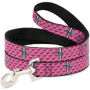 Dog Leash - Ford Mustang w/Bars w/Text PINK LOGO REPEAT Dog Leashes Ford