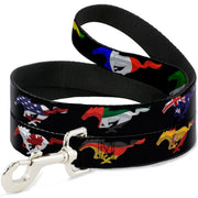 Dog Leash - Mustang Silhouette Black/International Flags Dog Leashes Ford