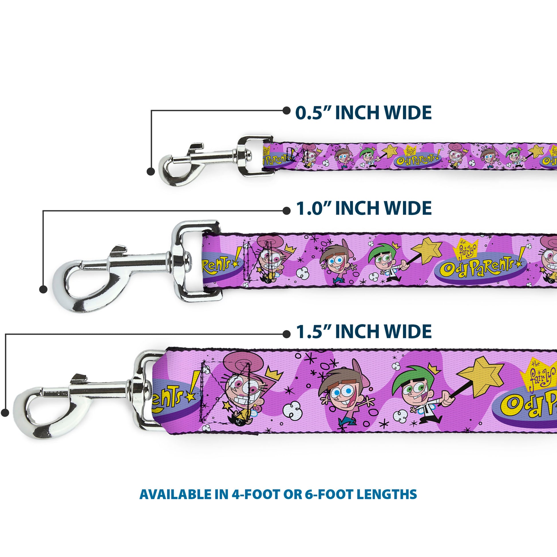 Dog Leash - THE FAIRLY ODDPARENTS Timmy with Cosmo and Wanda Group Pose Pinks Dog Leashes The Fairly OddParents