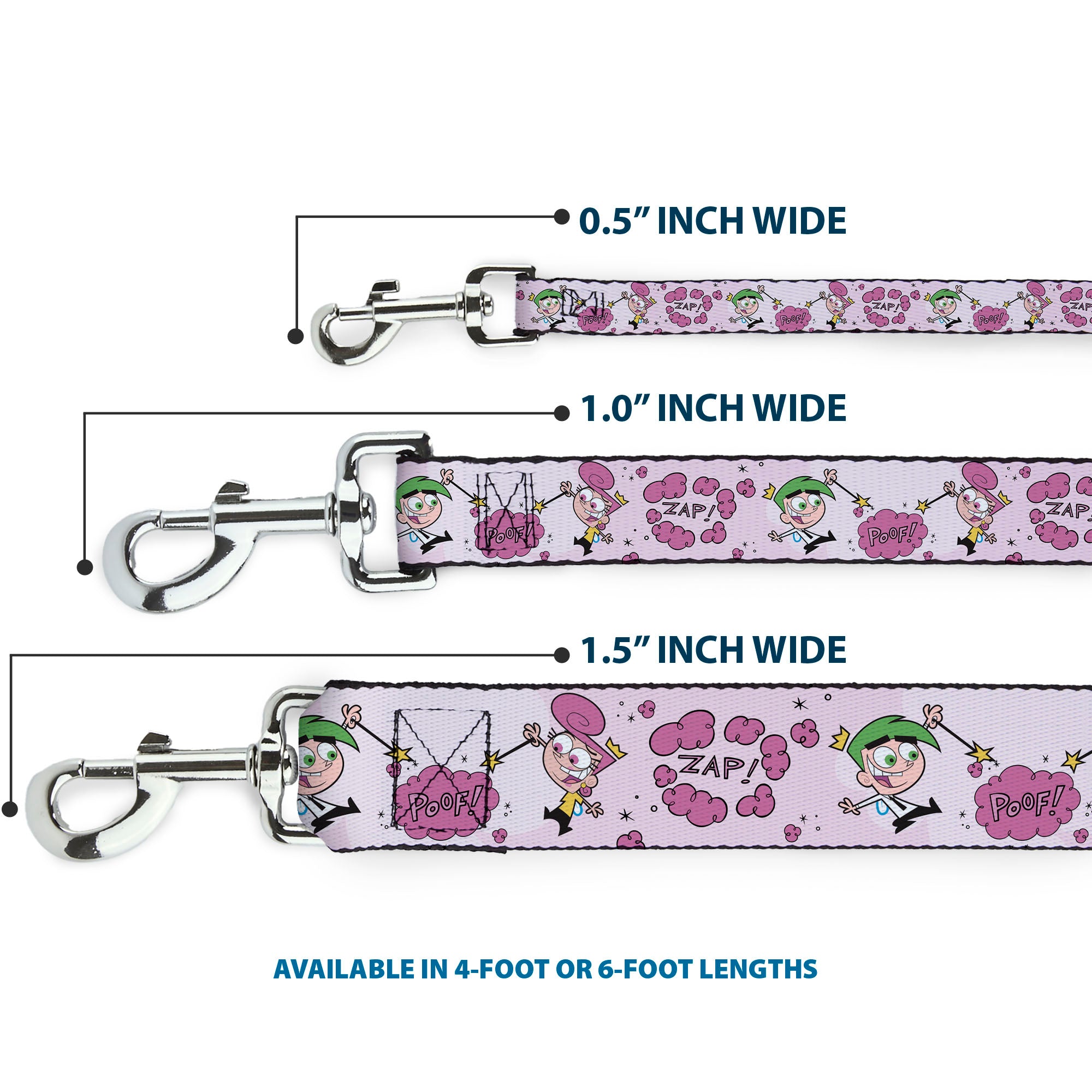 Dog Leash - The Fairly OddParents Cosmo and Wanda Wish Poses Pink Dog Leashes The Fairly OddParents