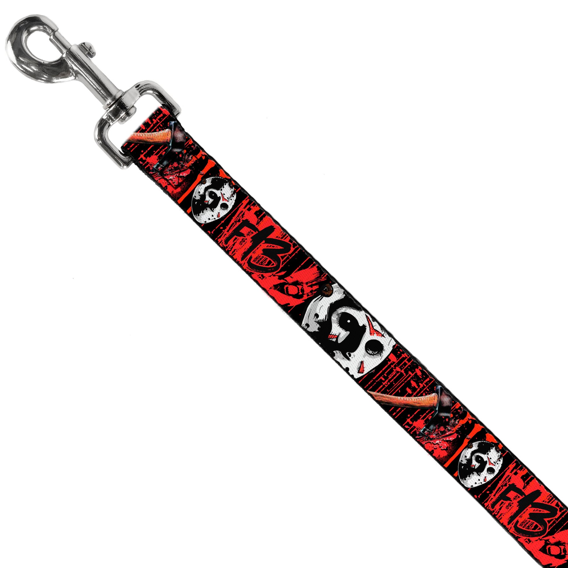 Dog Leash - FRIDAY THE 13th/Jason Mask4/Axe Blood Splatter Black/Red/White Dog Leashes Friday the 13th