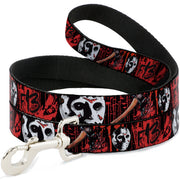 Dog Leash - FRIDAY THE 13th/Jason Mask4/Axe Blood Splatter Black/Red/White Dog Leashes Friday the 13th