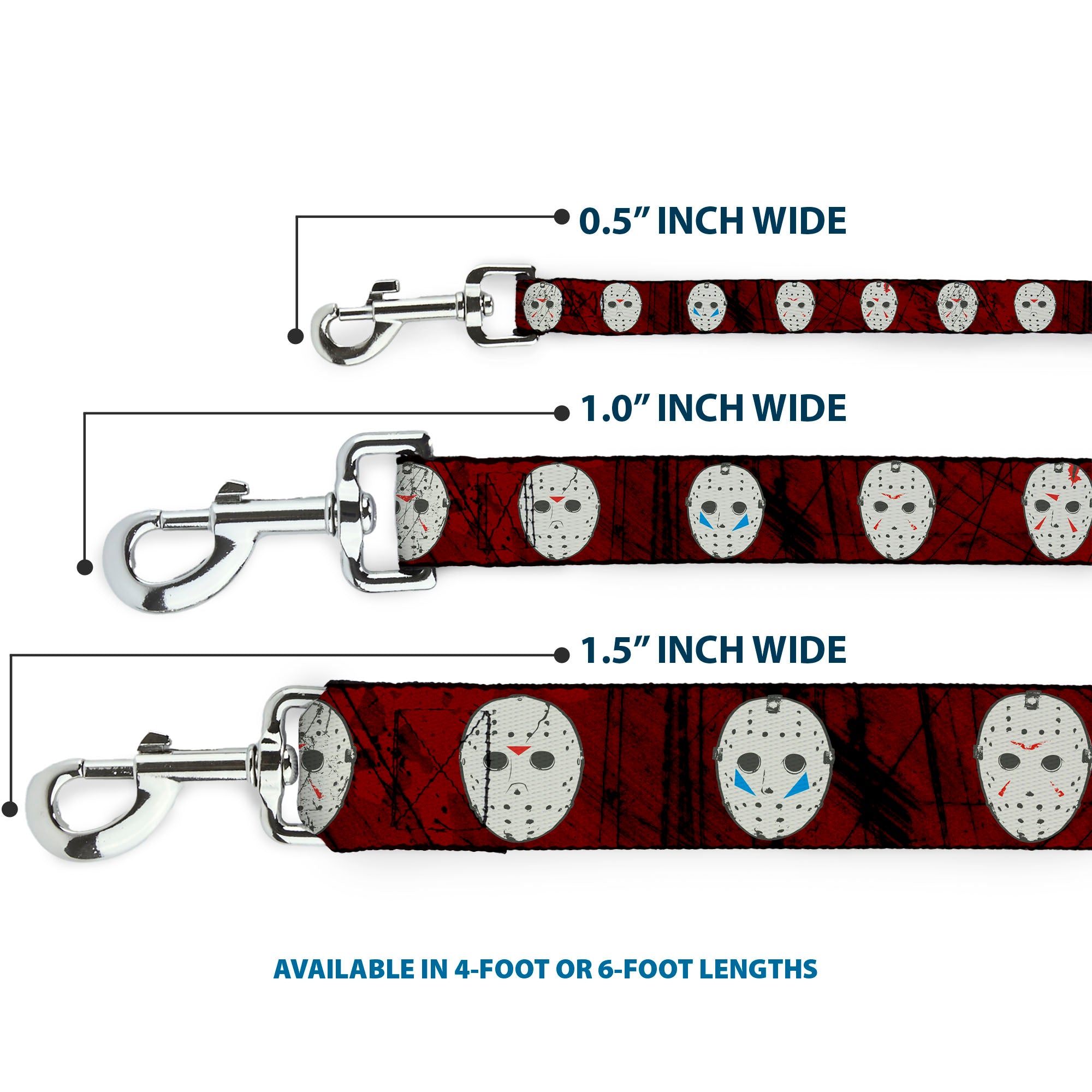 Dog Leash - Friday the 13th Hockey Mask Icons Reds Dog Leashes Friday the 13th